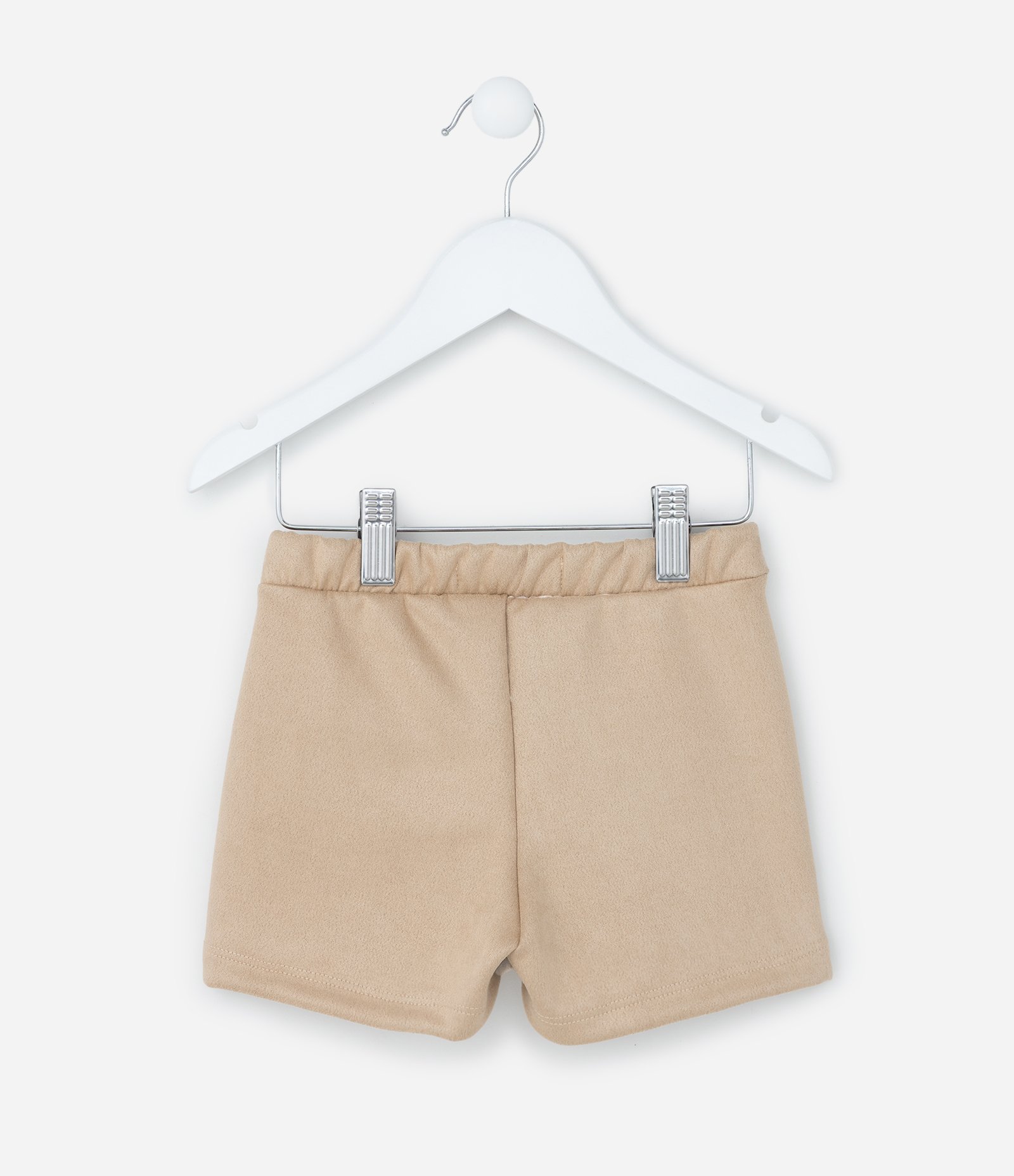 Short Saia Infantil em Suede com Franjinhas - Tam1 a 6 Anos Bege 3