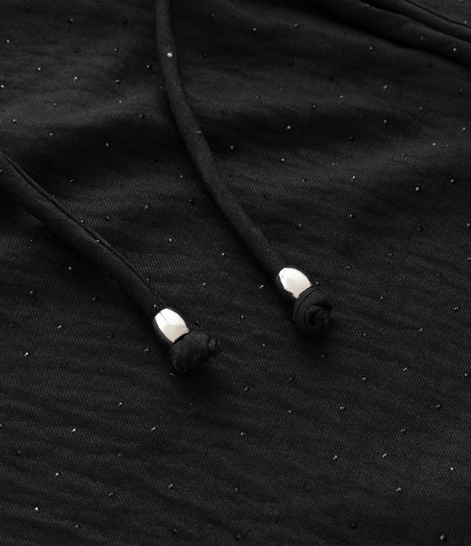 Blusa Regata Alongada em Crepe com Brilhos e Cinto de Amarração Curve & Plus Size Preto 8