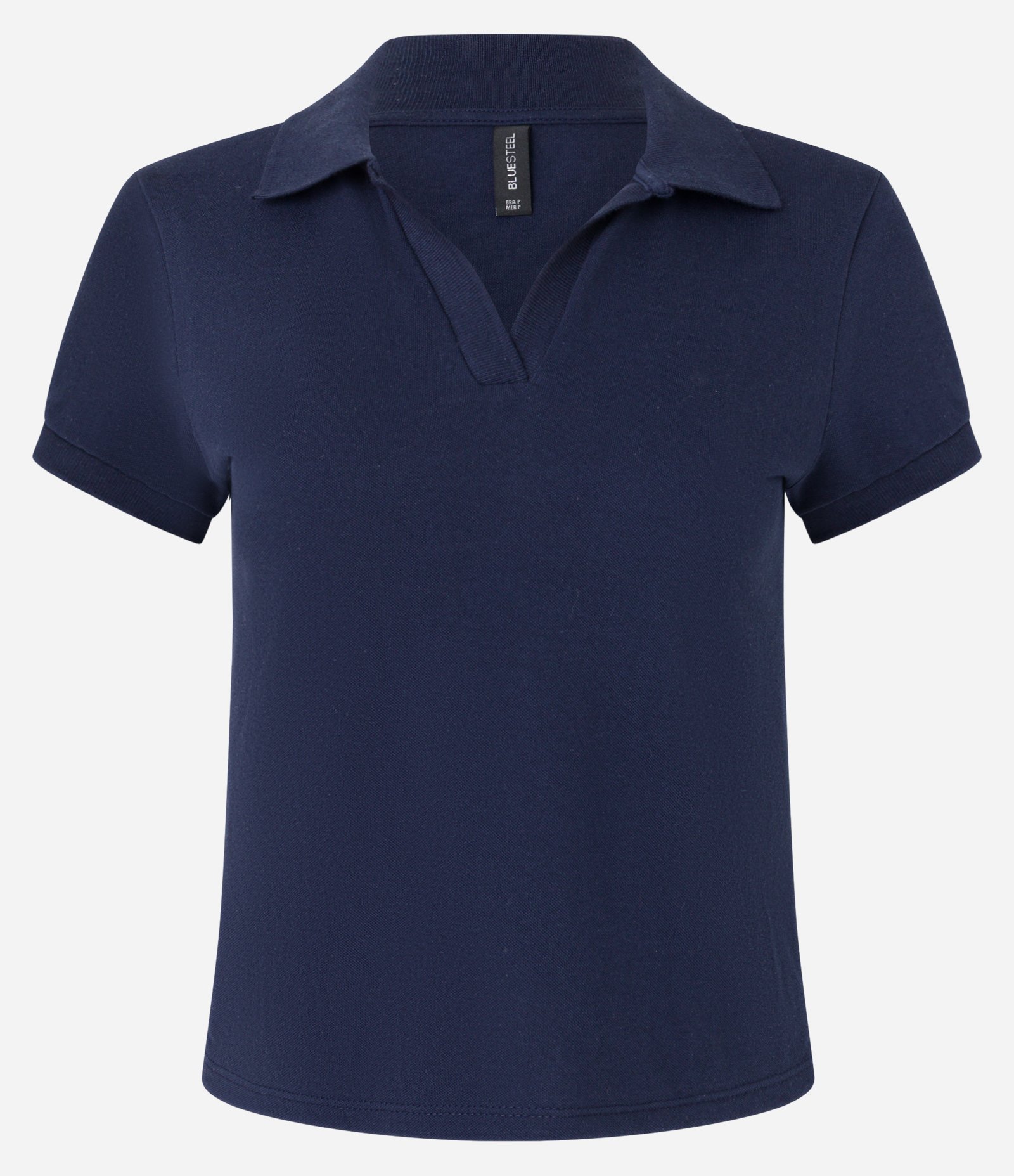 Blusa em Algodão com Gola Polo e Manga Curta Azul Marinho 4