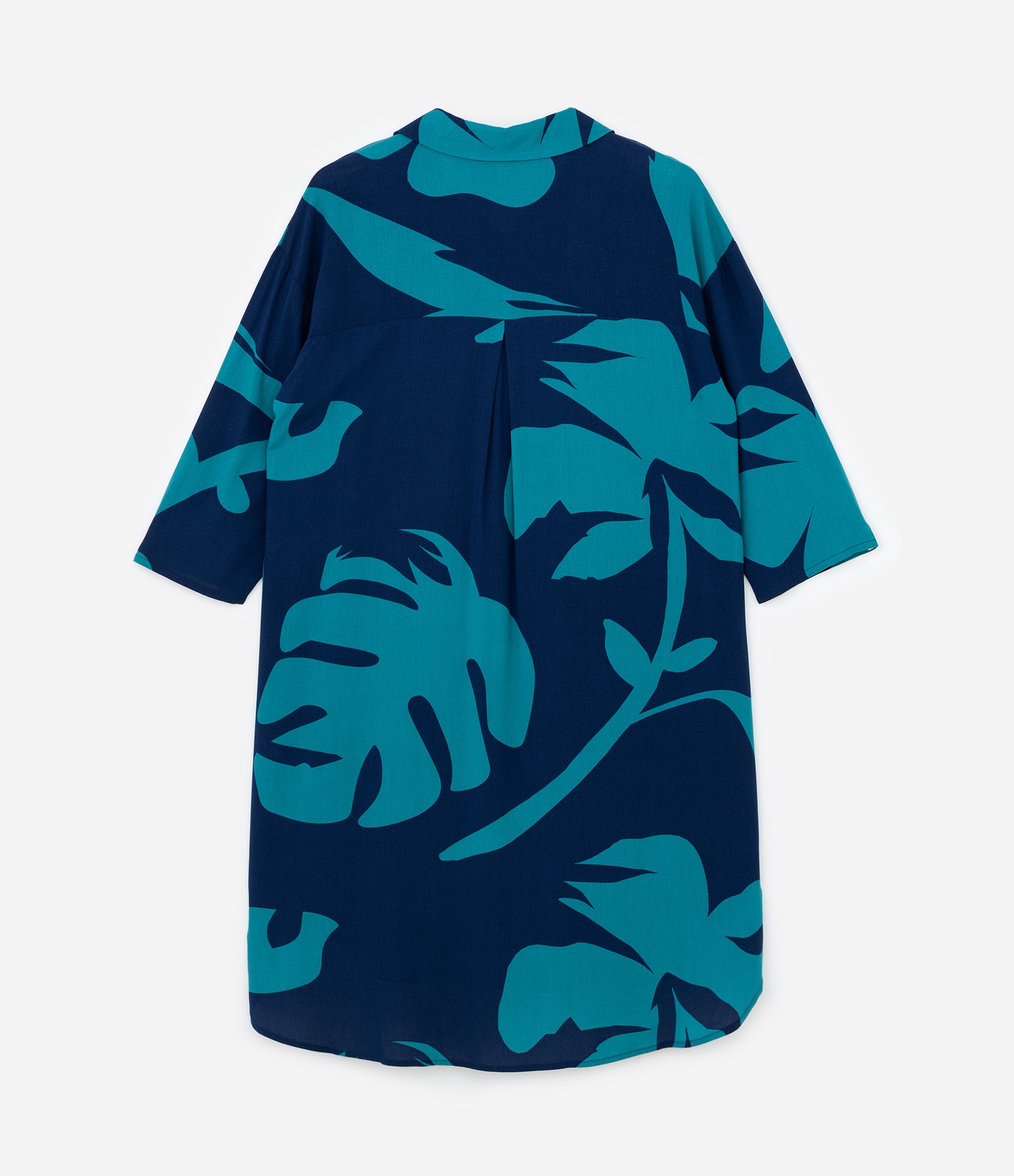 Vestido Curto com Estampa de Folhagem Bicolor Curve & Plus Size Azul/Verde 6