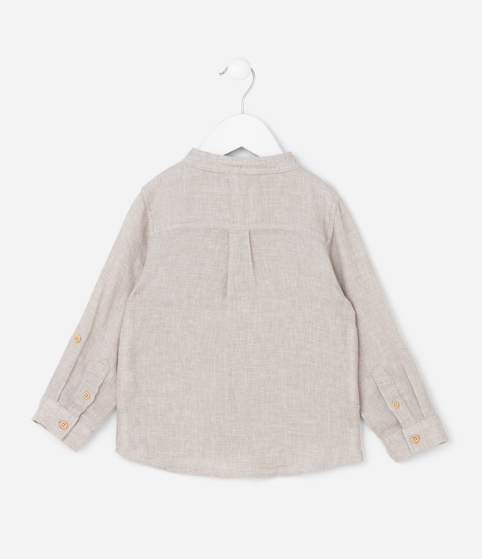 Camisa Infantil com Botões Contrastantes e Bolso - Tam 1 a 6 Anos Marrom 2