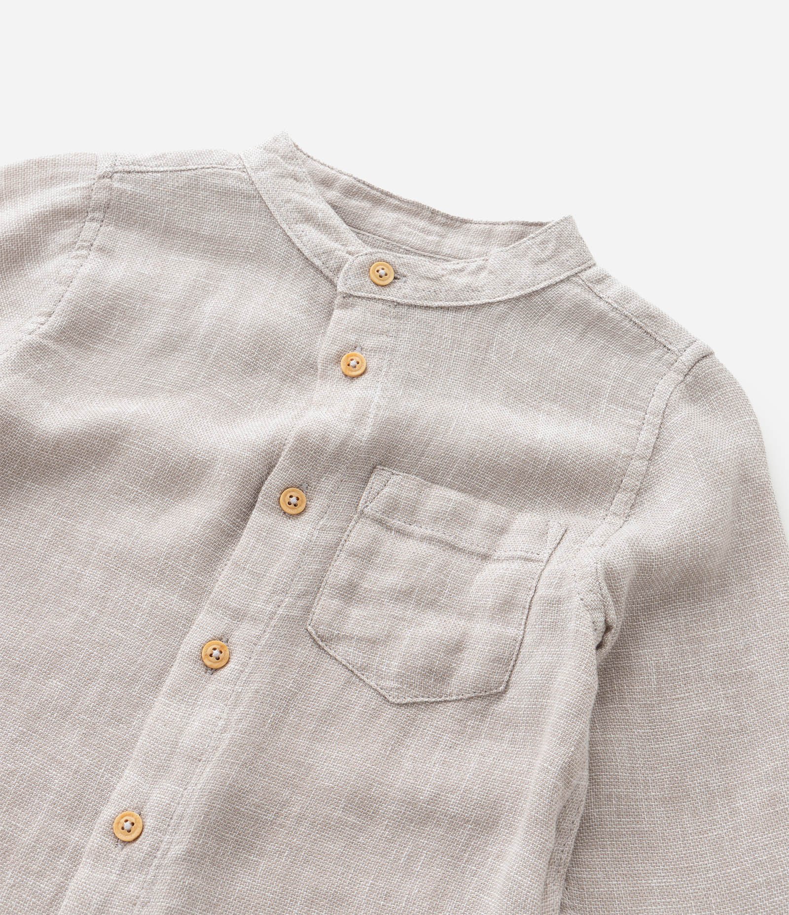 Camisa Infantil com Botões Contrastantes e Bolso - Tam 1 a 6 Anos Marrom 7