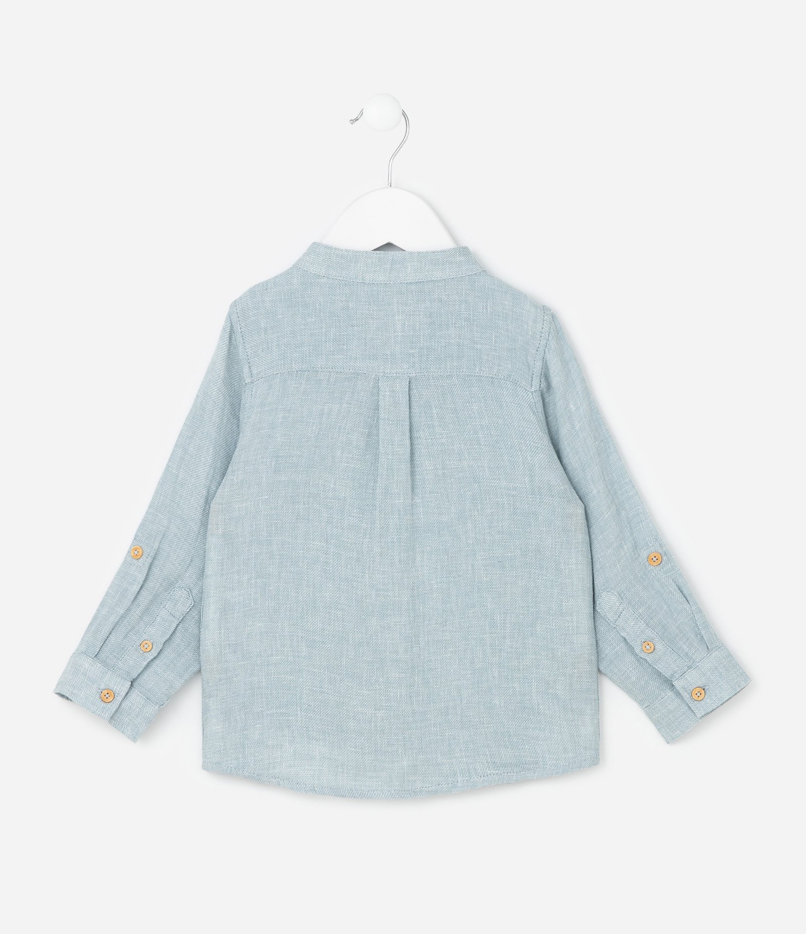 Camisa Infantil com Botões Contrastantes e Bolso - Tam 1 a 6 Anos Cinza 2