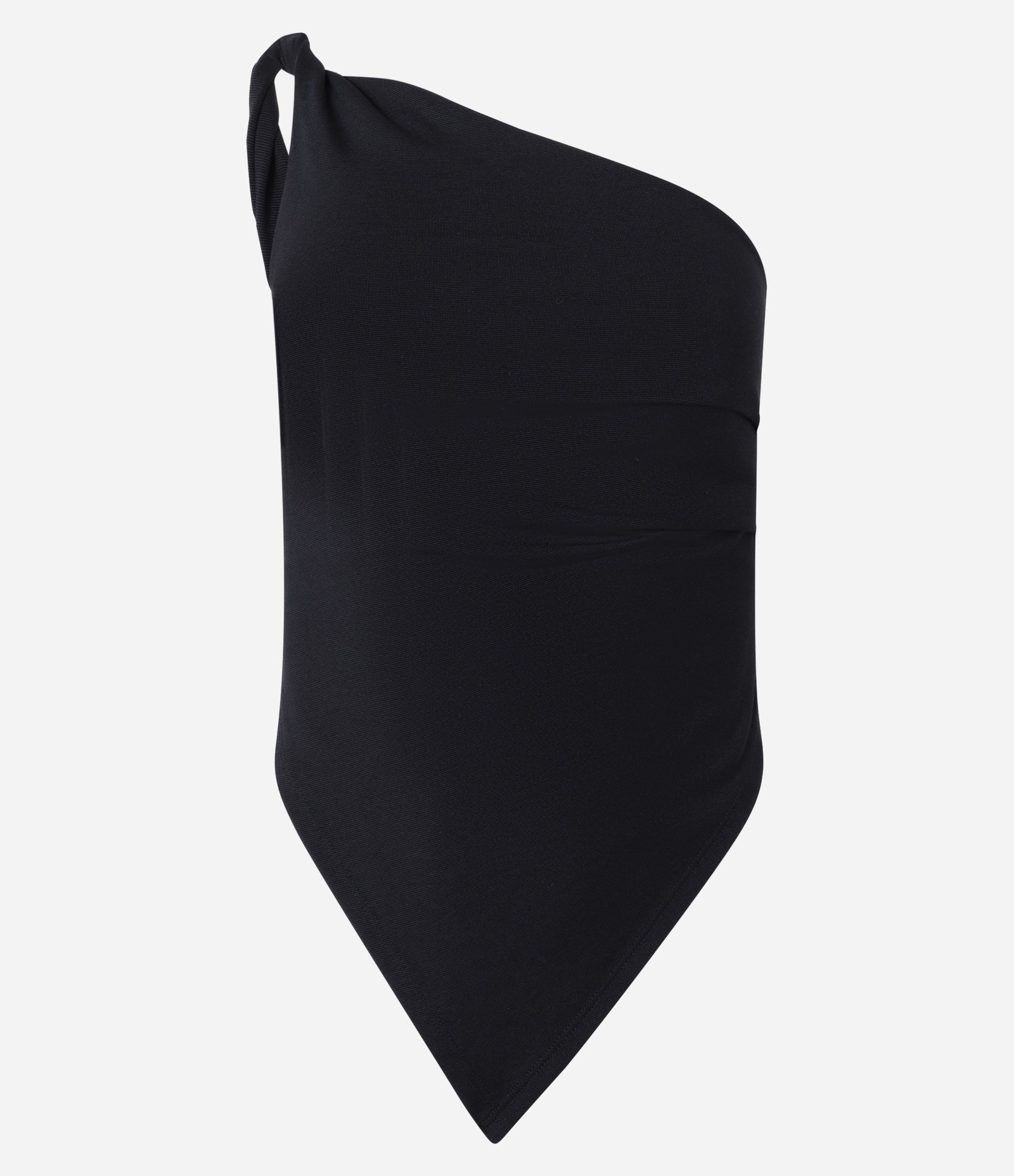 Blusa em Ponto Roma com Decote Ombro Só e Barra Assimétrica Preto 5