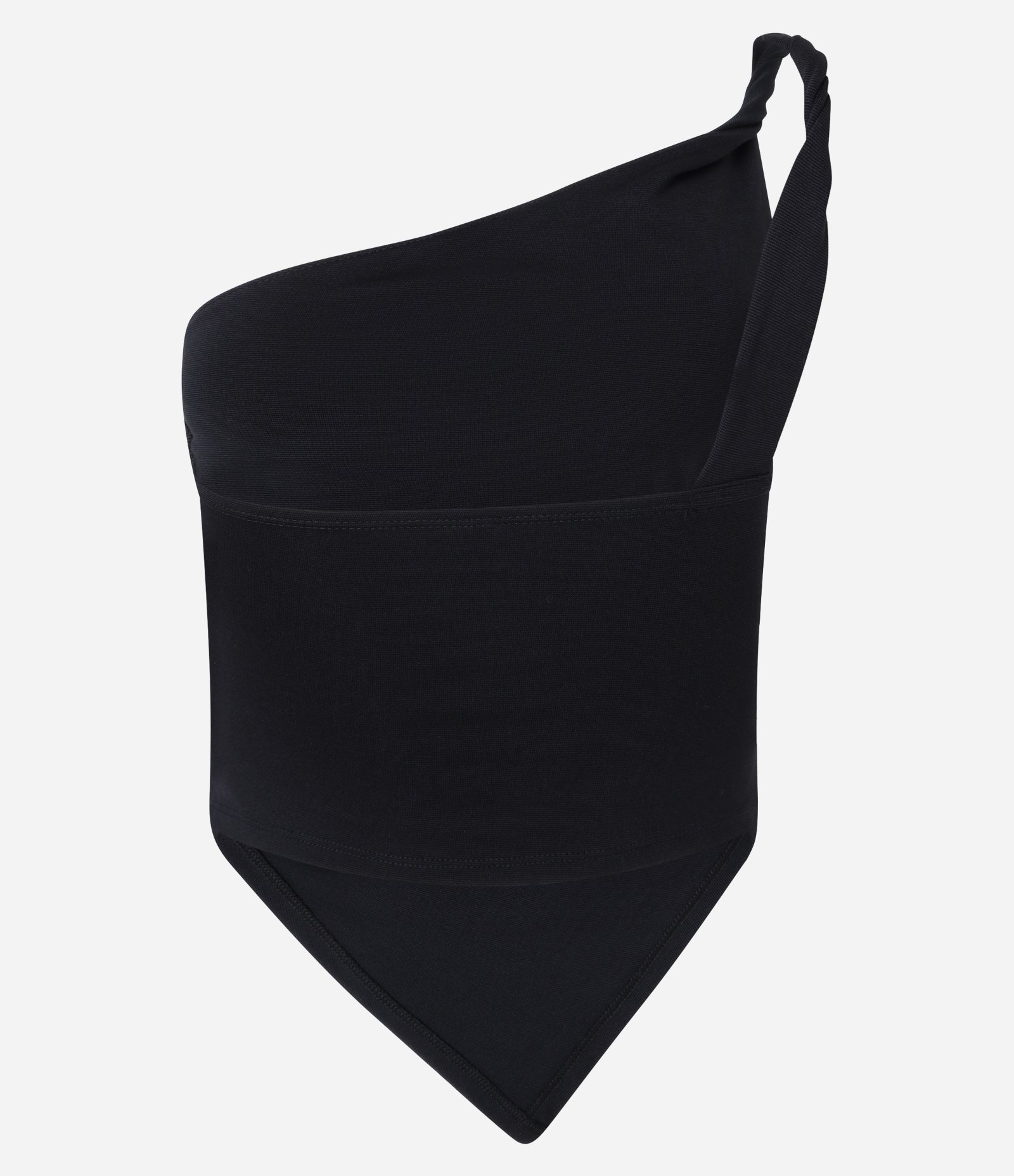 Blusa em Ponto Roma com Decote Ombro Só e Barra Assimétrica Preto 6