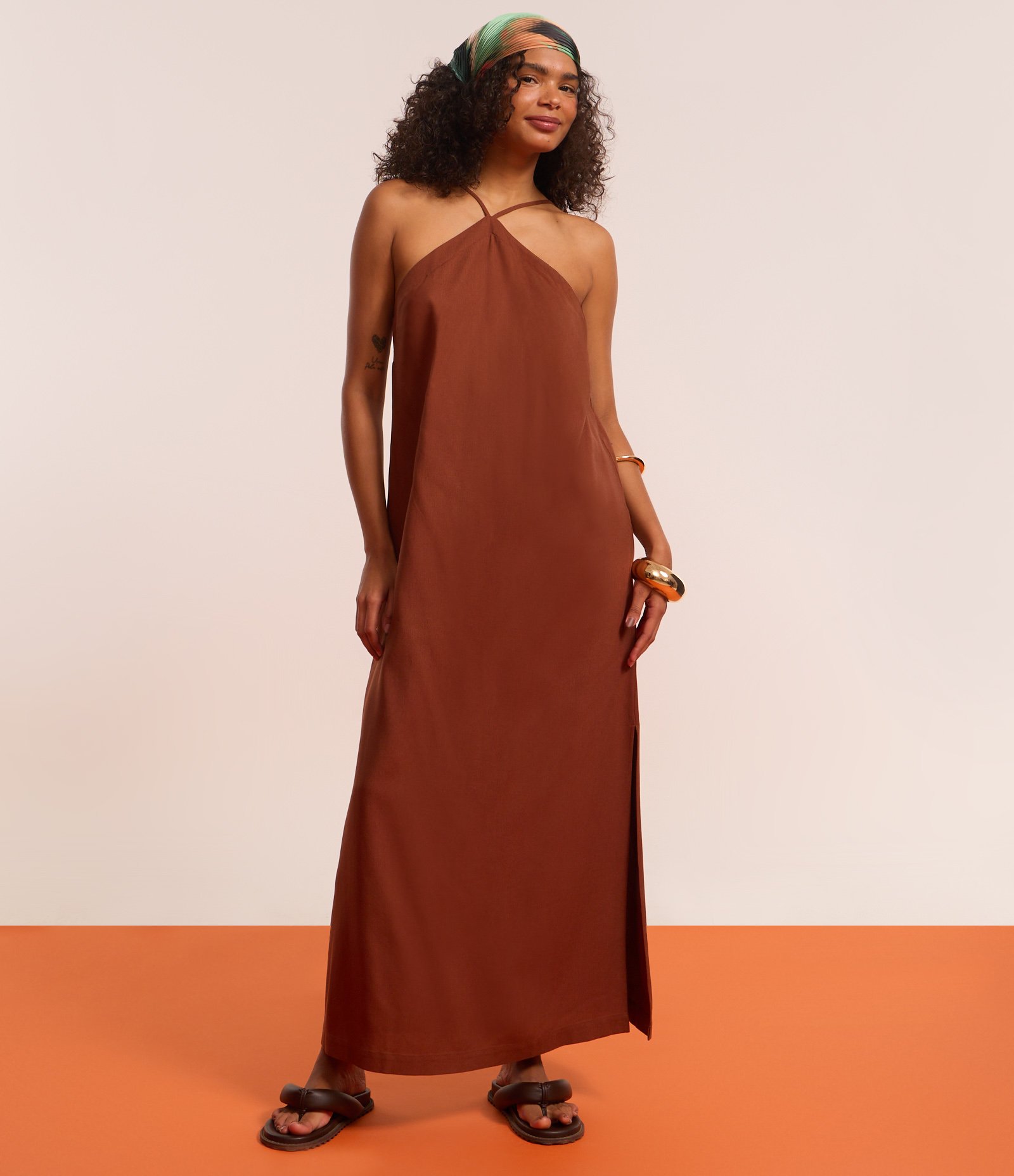 Vestido Longo Midi Frente Única em Viscolinho 5