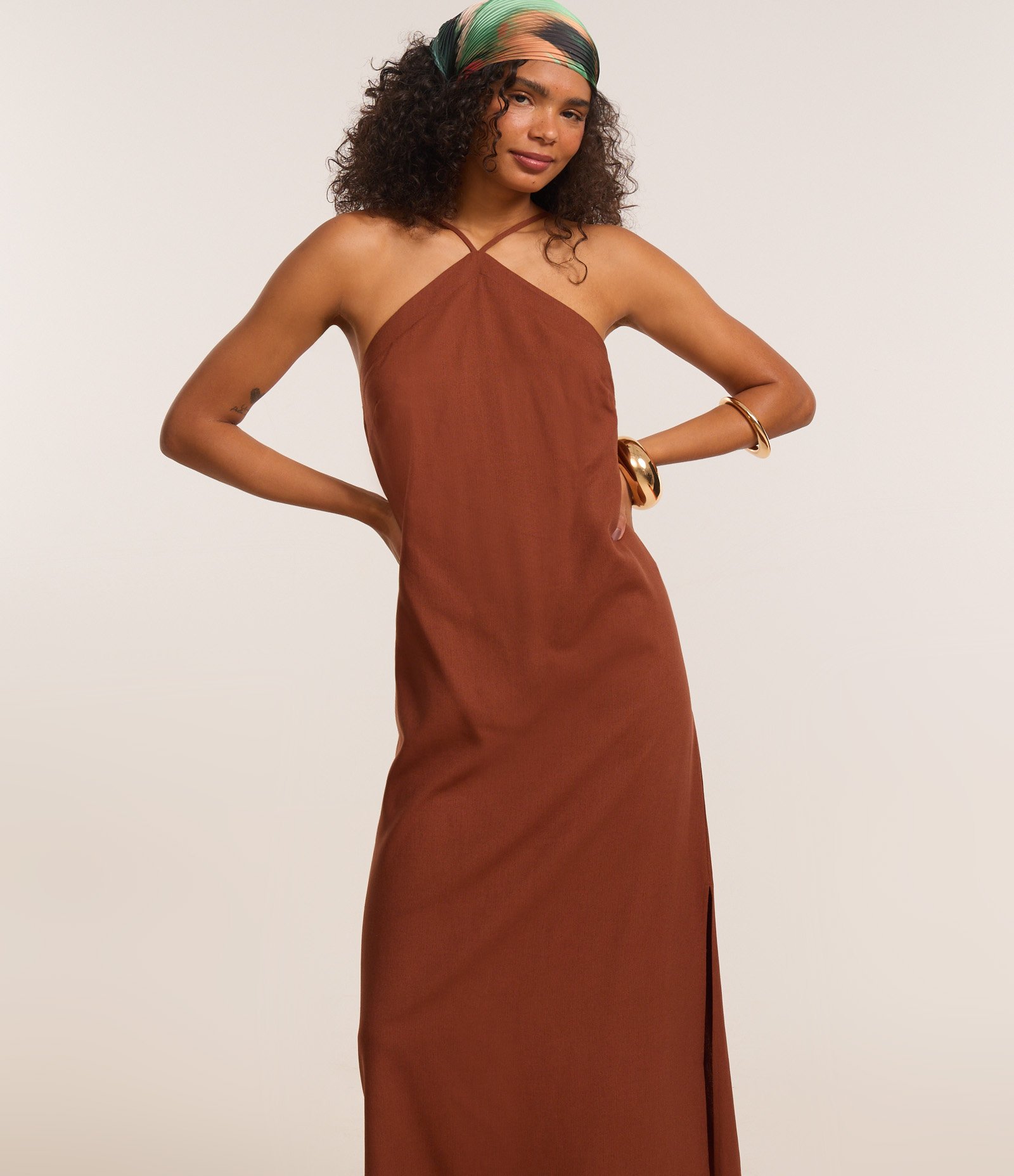 Vestido Longo Midi Frente Única em Viscolinho 2