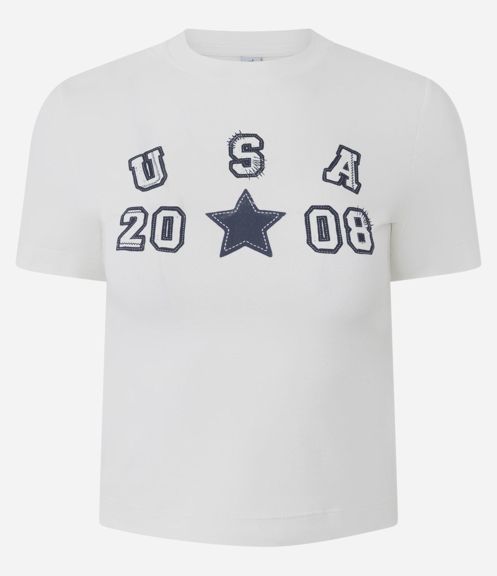Blusa Baby Look em Algodão com Estampa USA Branco 5