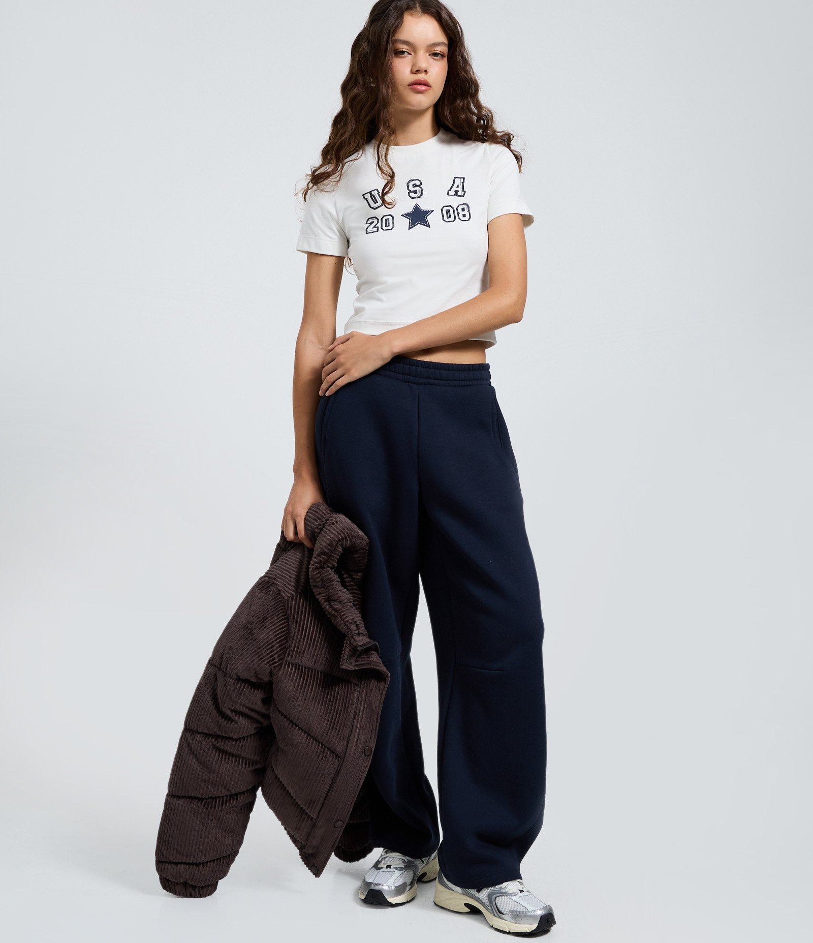 Blusa Baby Look em Algodão com Estampa USA Branco 2