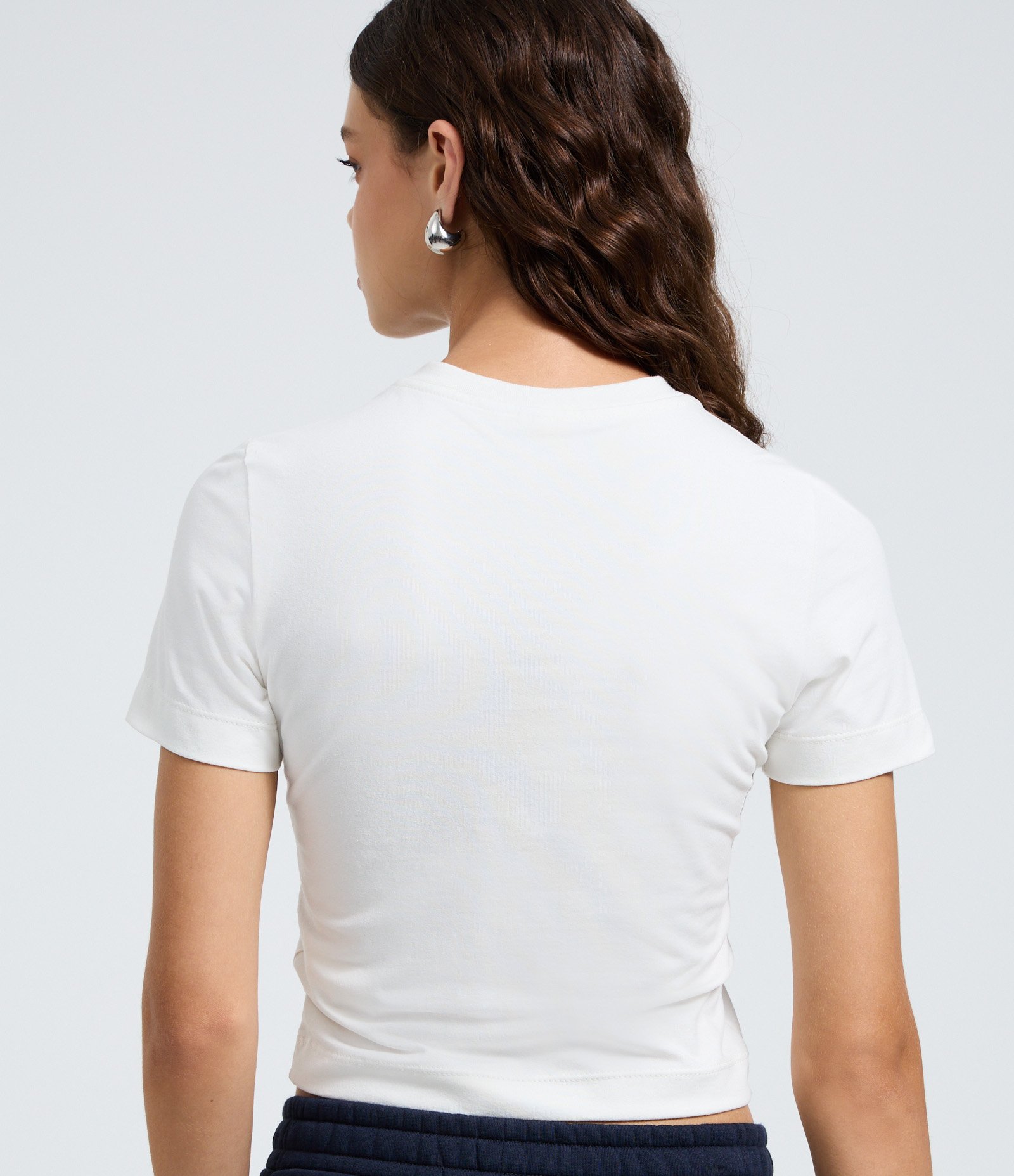 Blusa Baby Look em Algodão com Estampa USA Branco 4