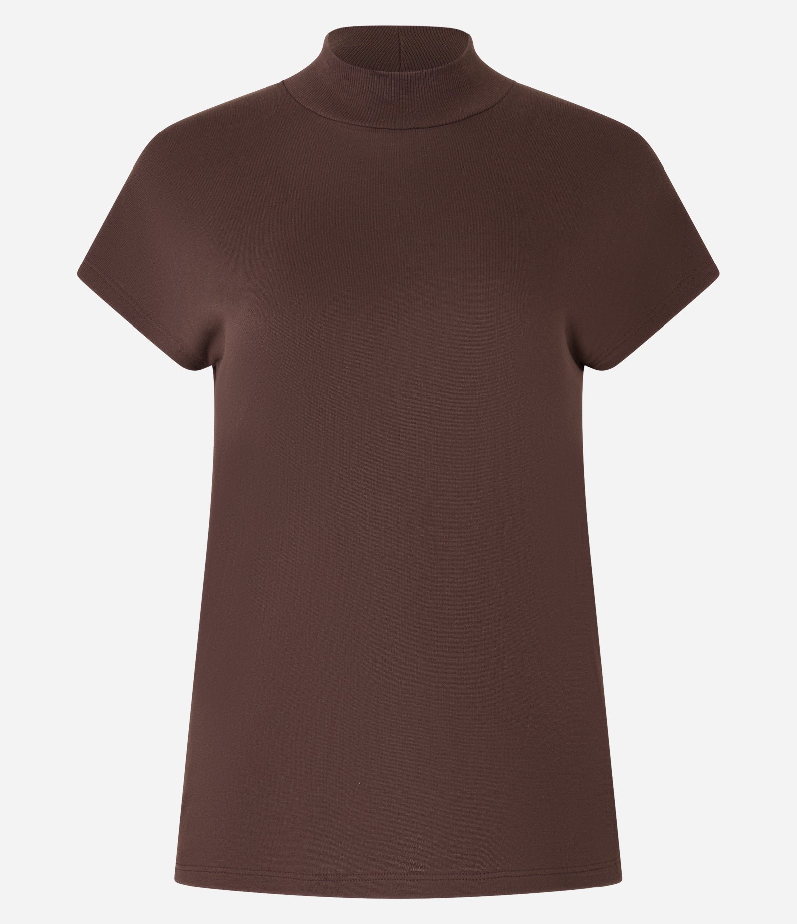 Blusa em Viscose com Golinha Alta e Sem Cava Marrom 1