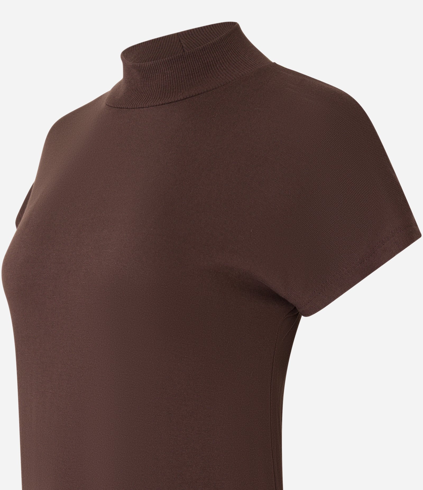 Blusa em Viscose com Golinha Alta e Sem Cava Marrom 2