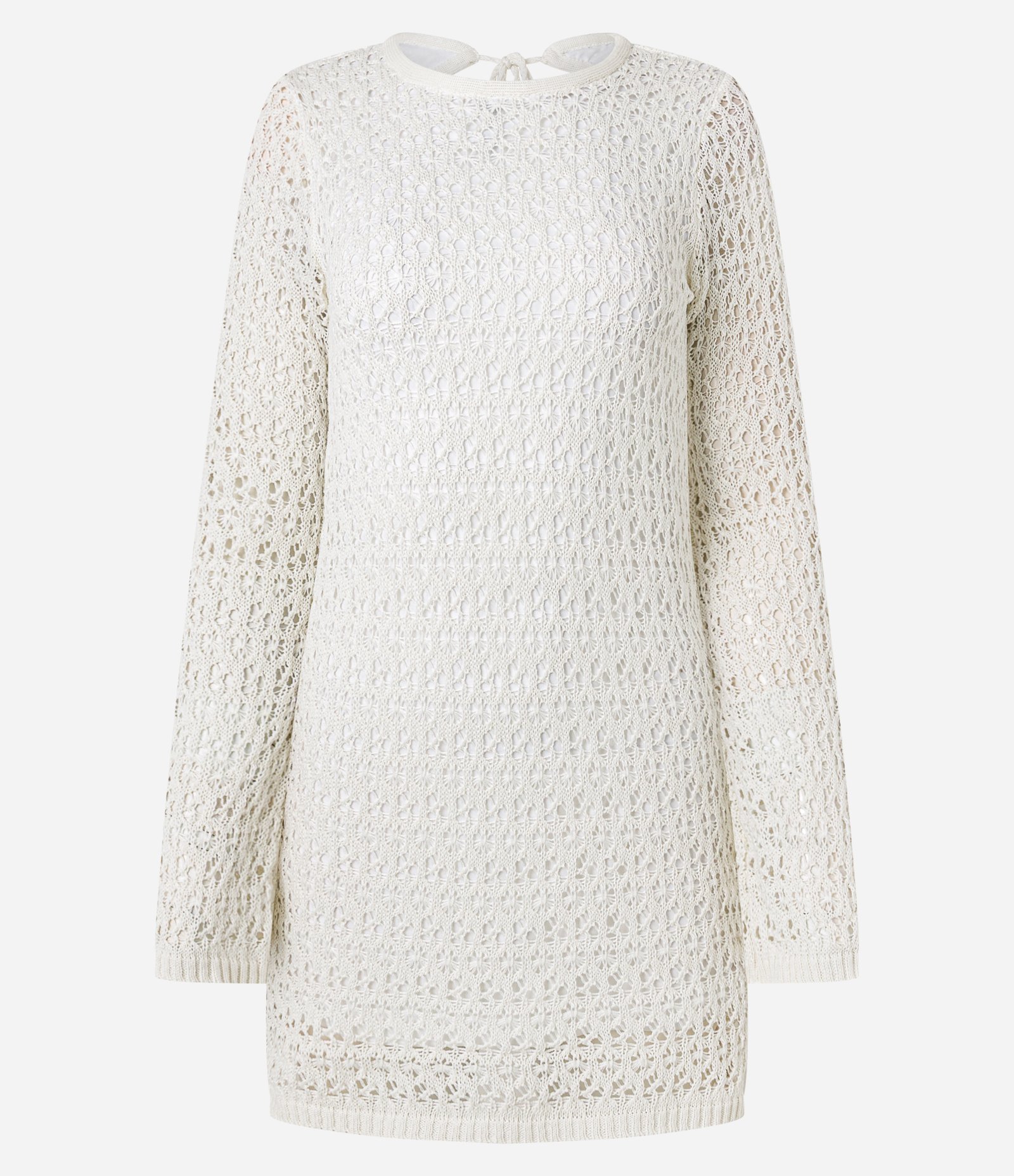 Vestido Curto em Tricô com Costas Abertas Branco 7