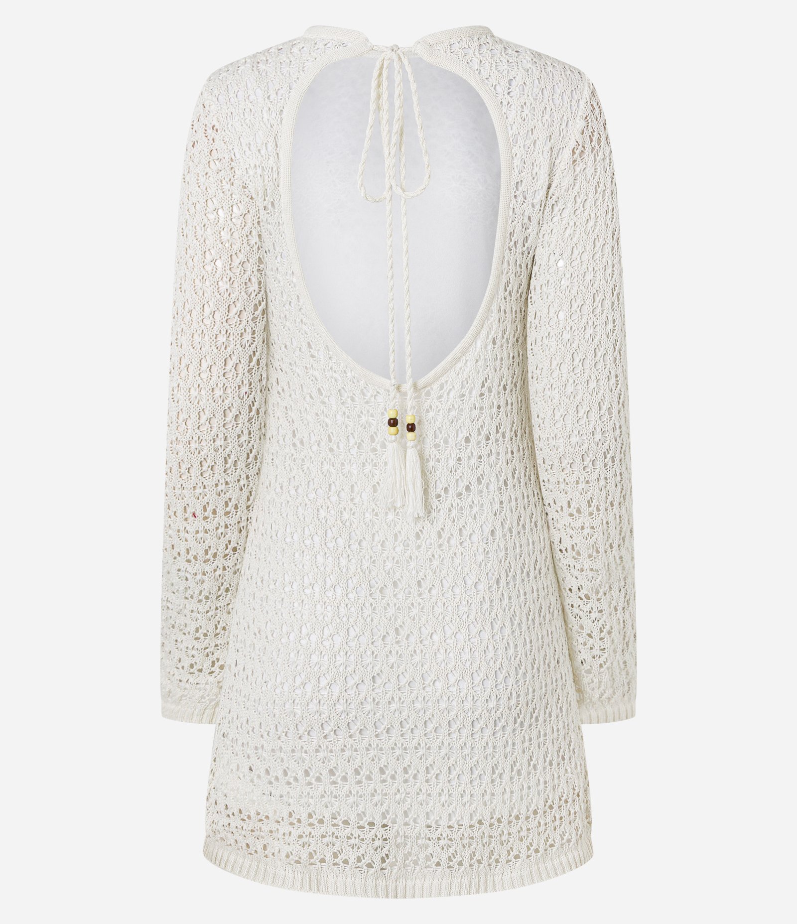 Vestido Curto em Tricô com Costas Abertas Branco 9