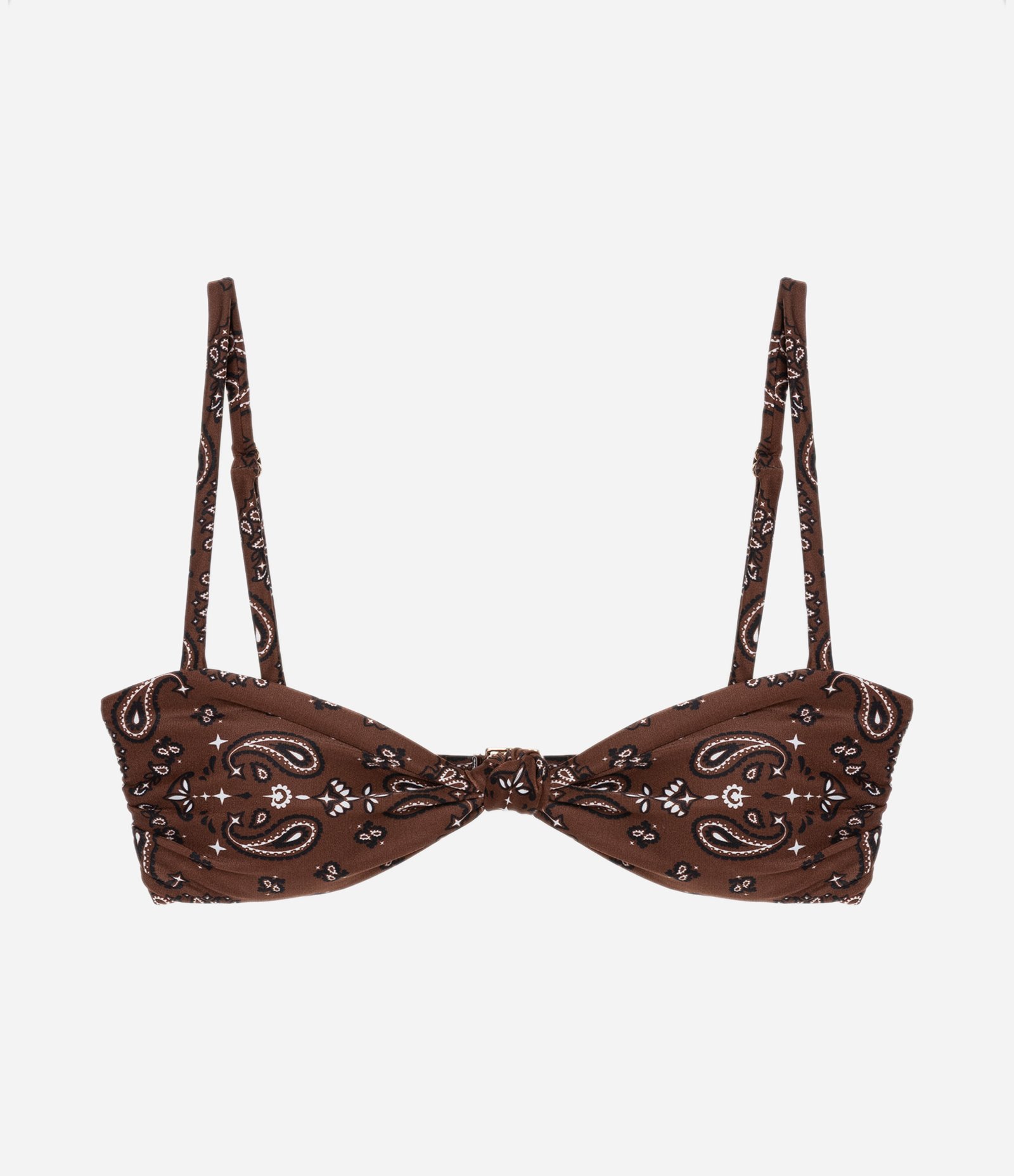Biquíni Top Bandeau em Microfibra com Estampa Paisley e Nózinho Marrom 5