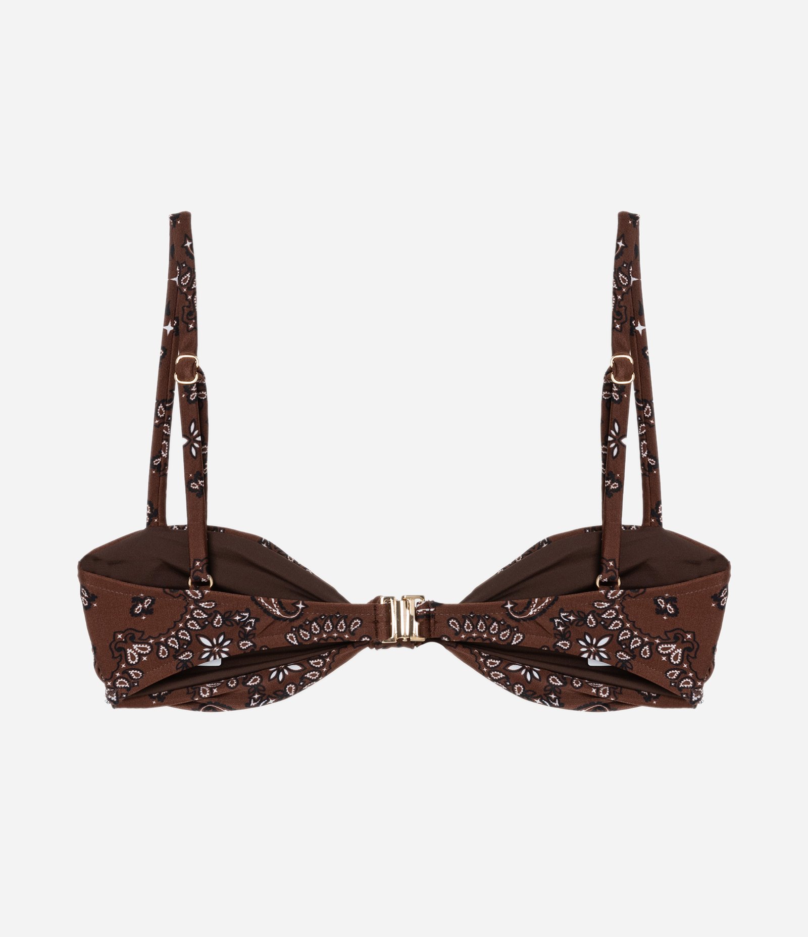 Biquíni Top Bandeau em Microfibra com Estampa Paisley e Nózinho Marrom 6