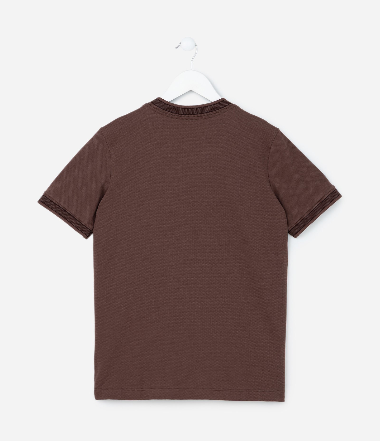 Camiseta Infantil Texturizada com Viés Contrastantes - 5 a 14 Anos Marrom 2