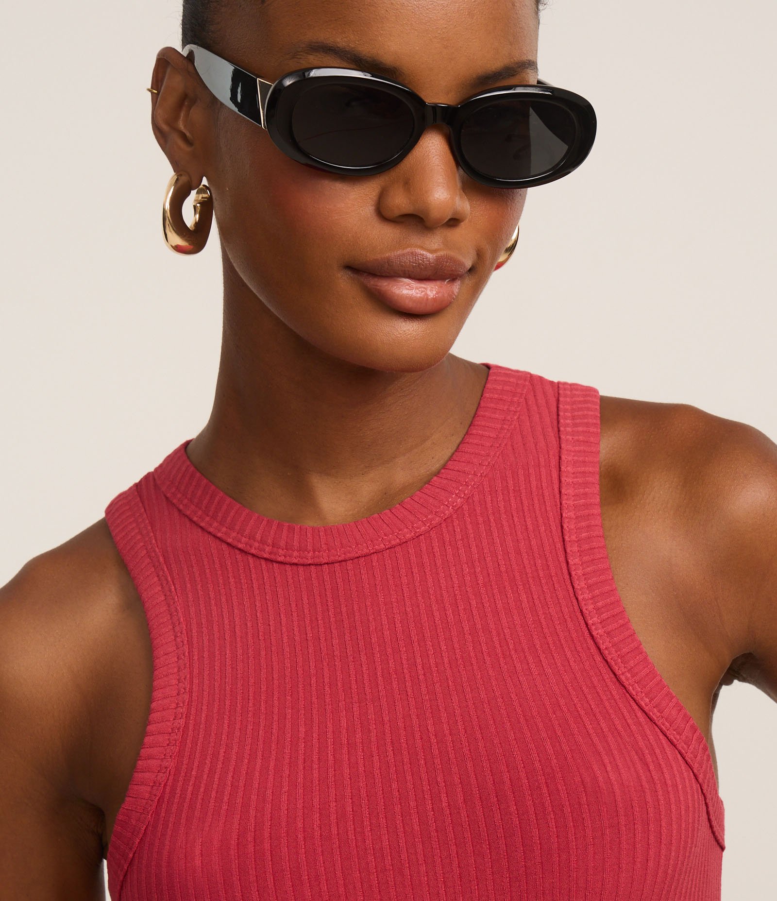 Blusa Regata em Ribana com Textura Canelada Vermelho 3