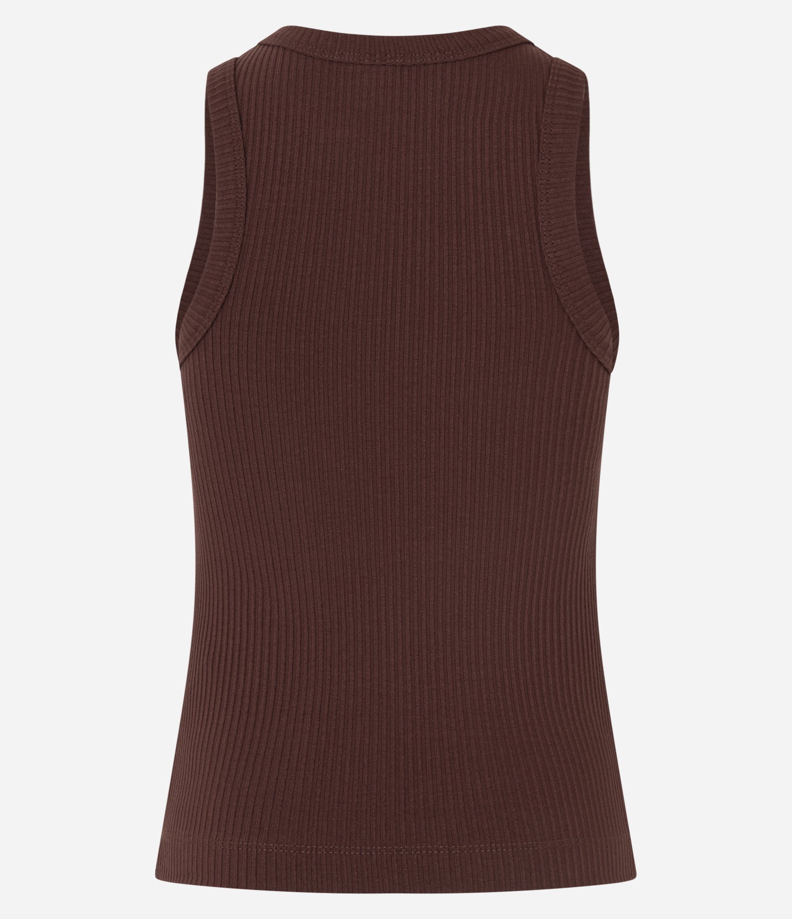 Blusa Regata em Ribana com Textura Canelada Marrom 7