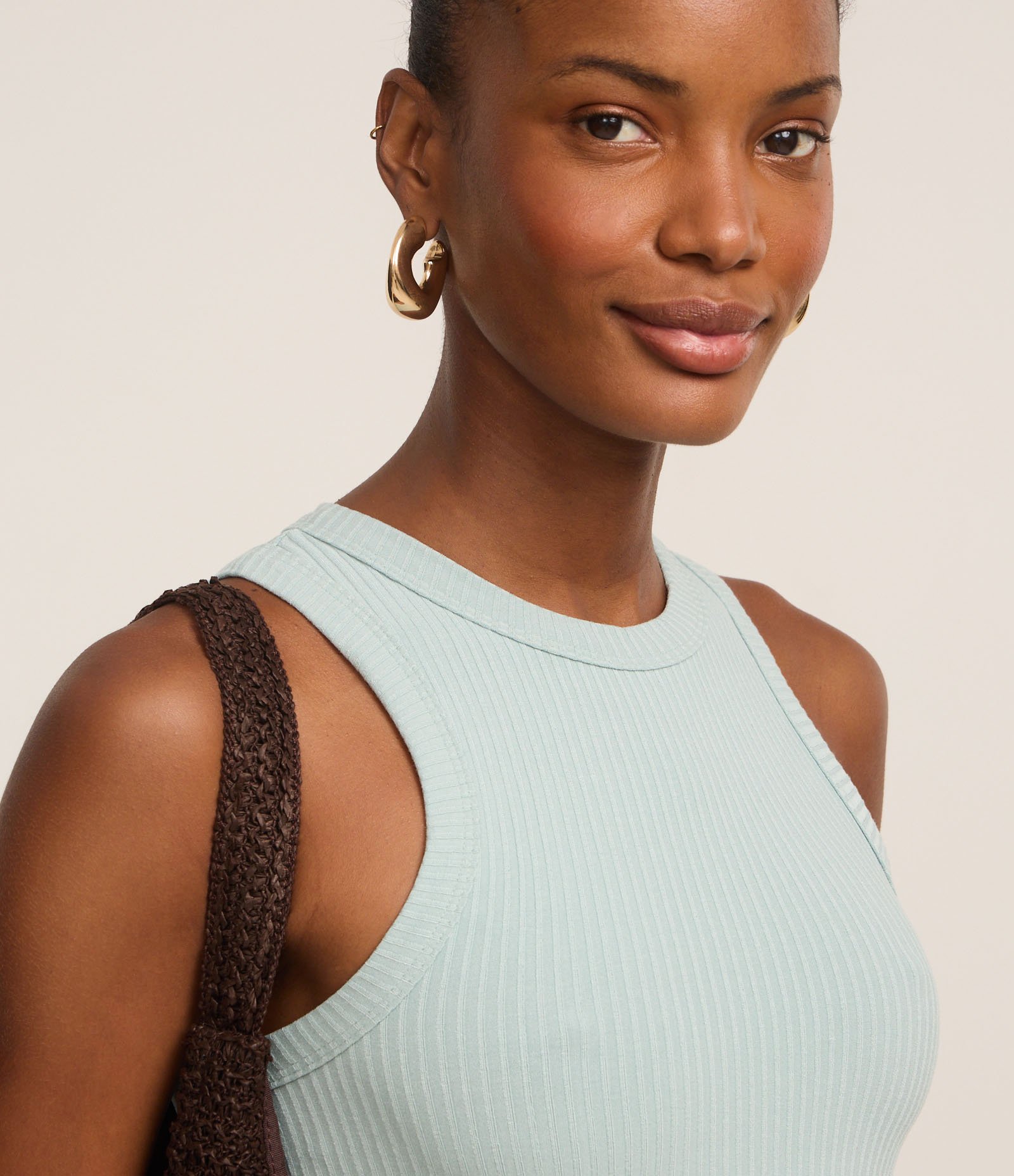 Blusa Regata em Ribana com Textura Canelada Azul 3