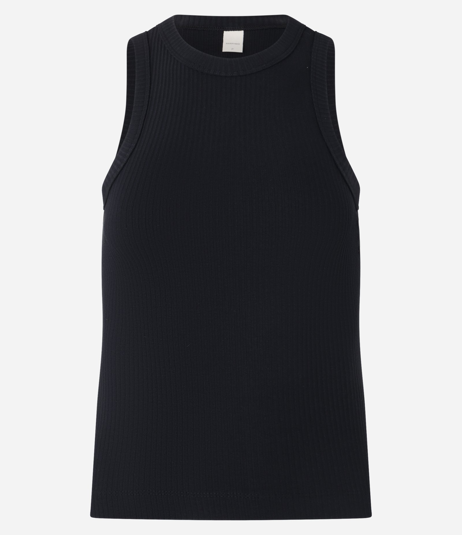 Blusa Regata em Ribana com Textura Canelada Preto 7