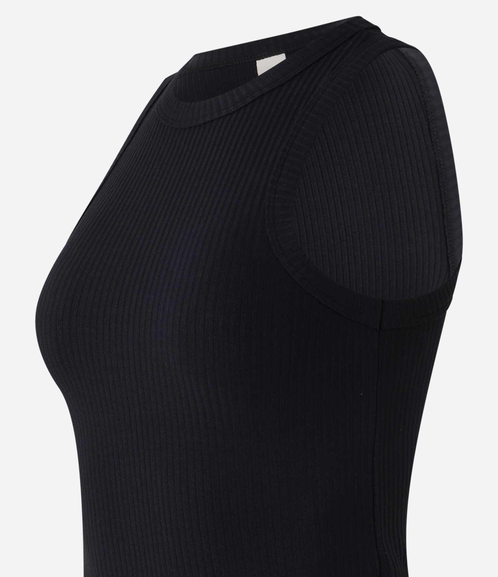 Blusa Regata em Ribana com Textura Canelada Preto 8