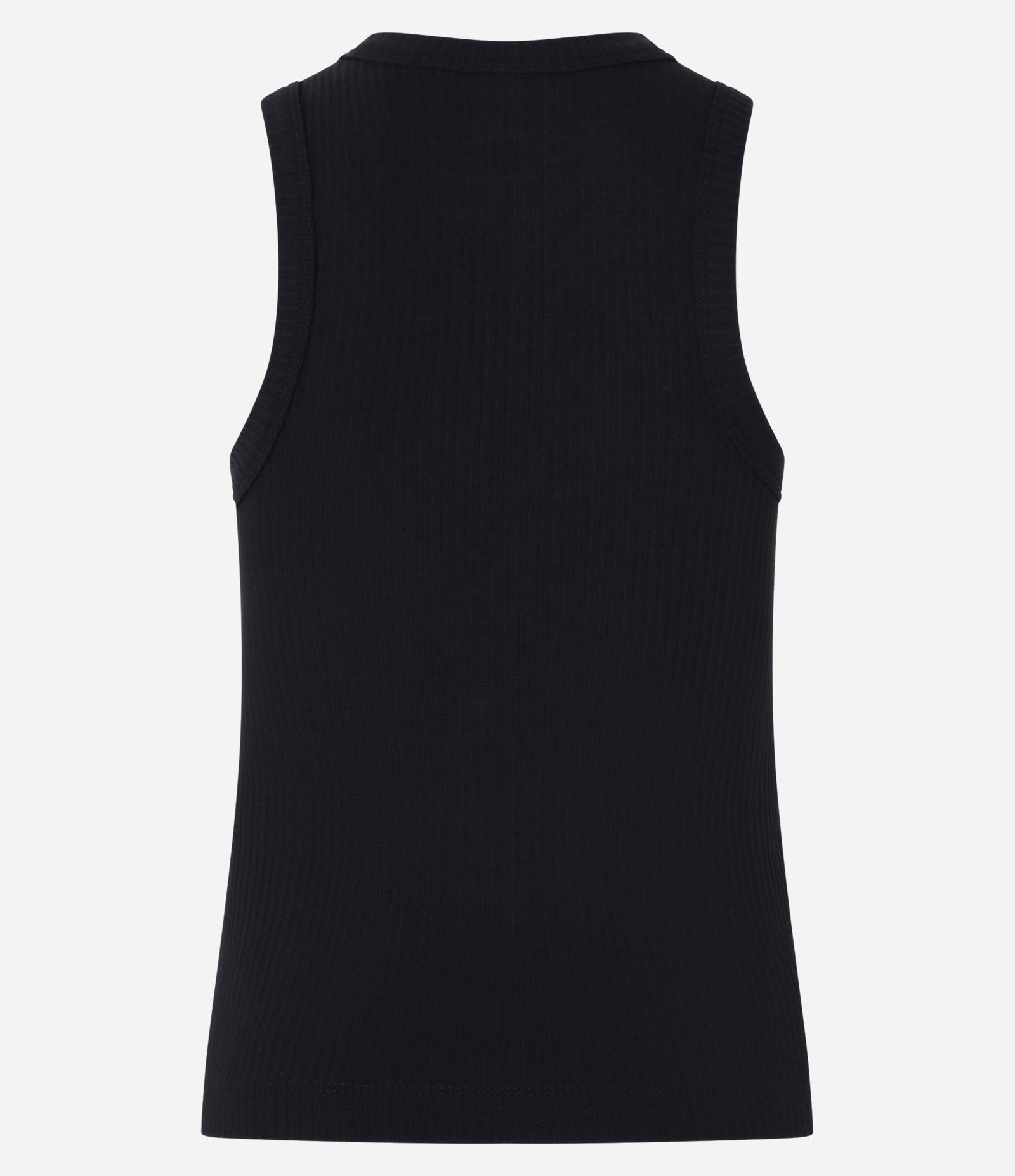 Blusa Regata em Ribana com Textura Canelada Preto 9