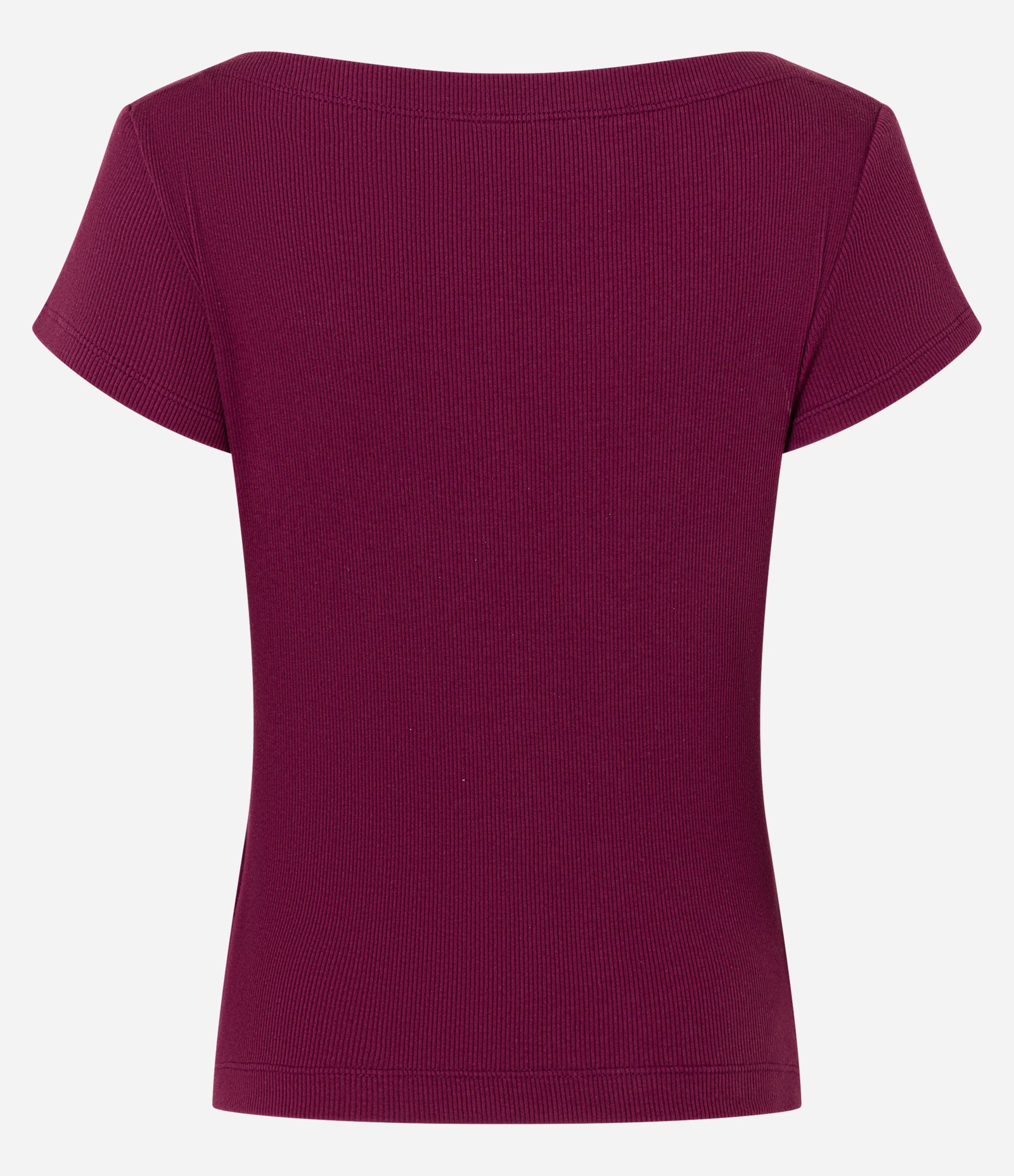 Blusa em Ribana com Decote Canoa e Manga Curta Vinho 6