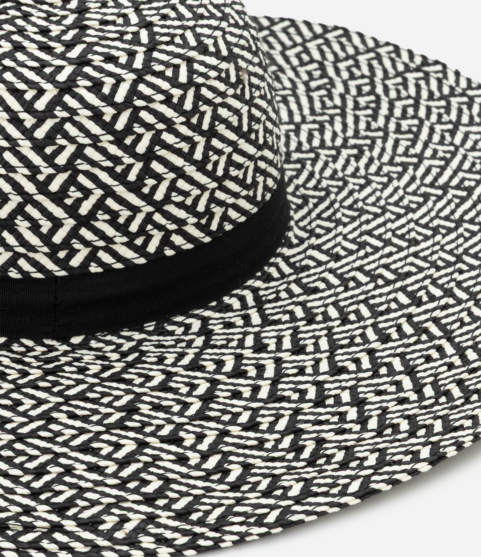 Chapéu de Praia Aba Grande em Palha Bicolor Preto 4