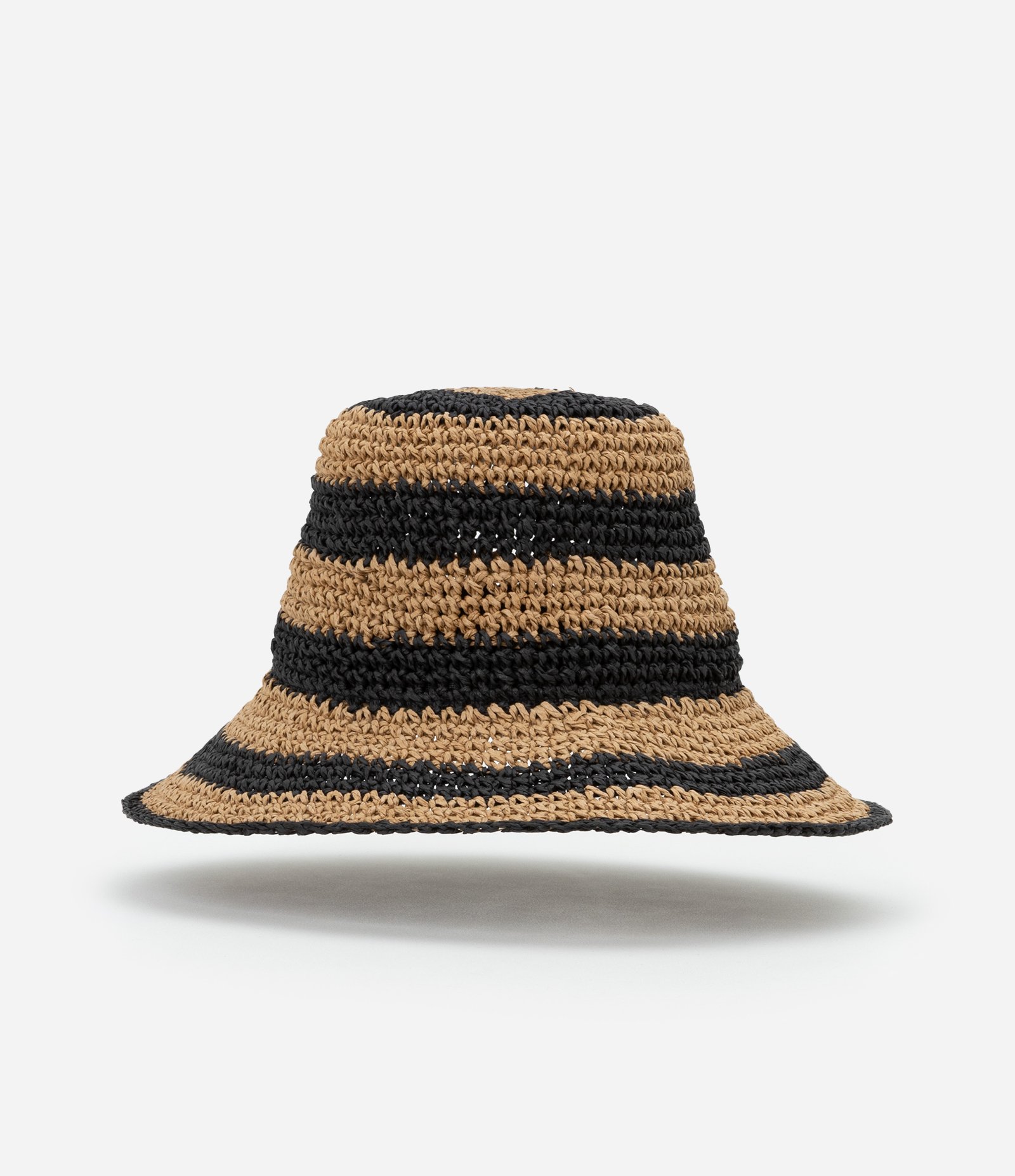 Chapéu Bucket de Palha Listrada Preto 1