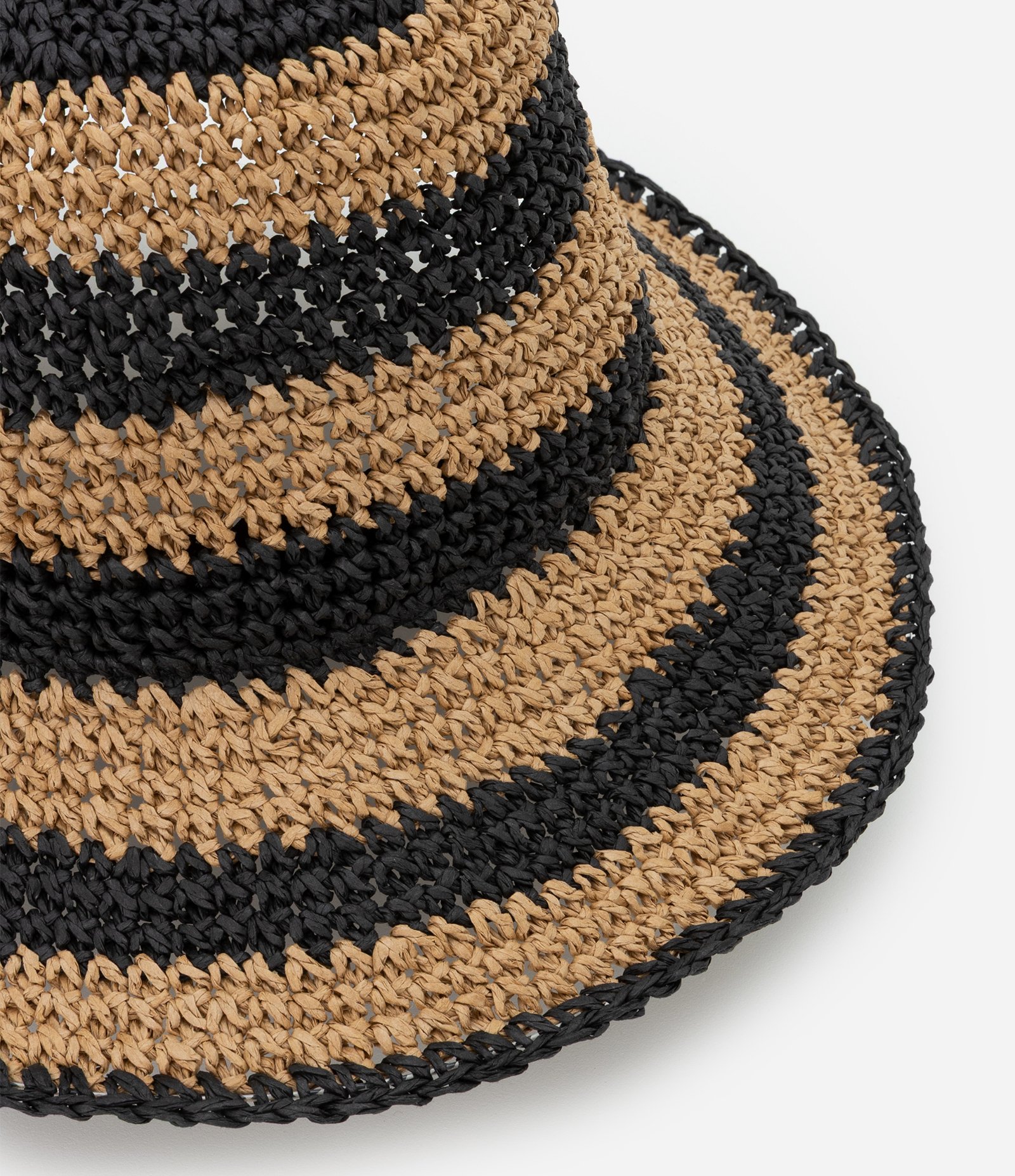 Chapéu Bucket de Palha Listrada Preto 2