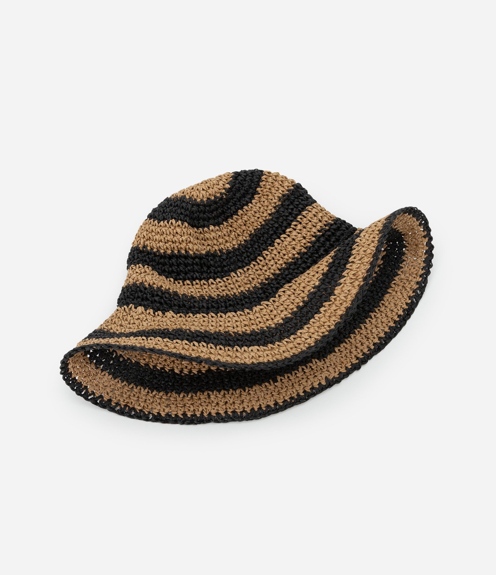 Chapéu Bucket de Palha Listrada Preto 3