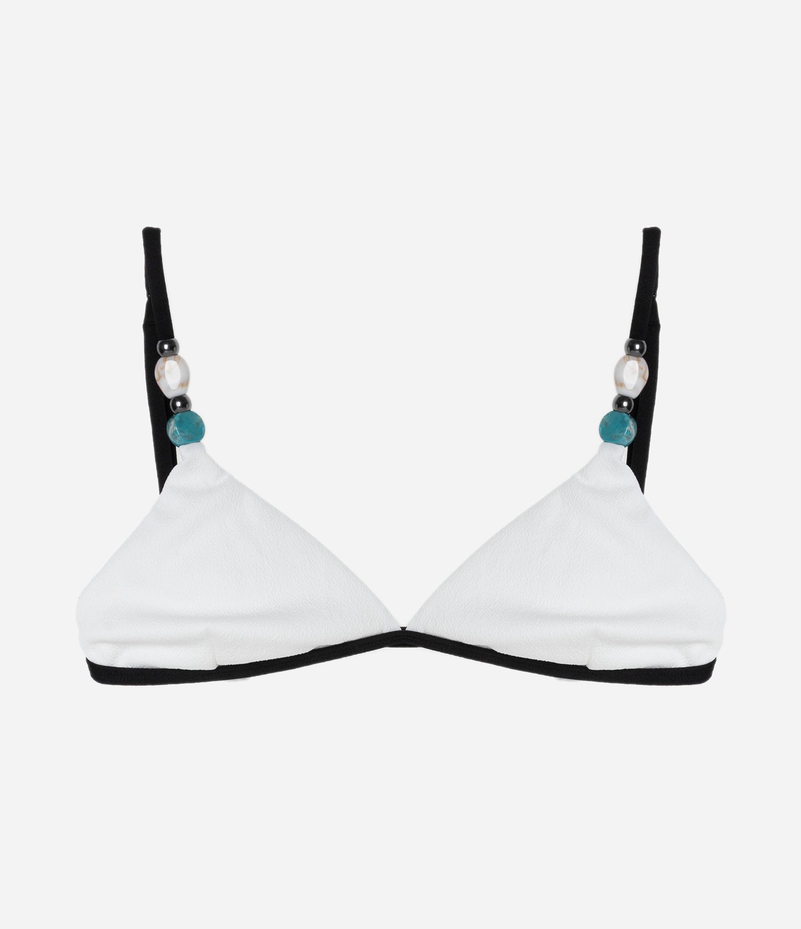 Biquíni Top Triangulo Fixo Texturizado com Aviamentos nas Alças Branco 4