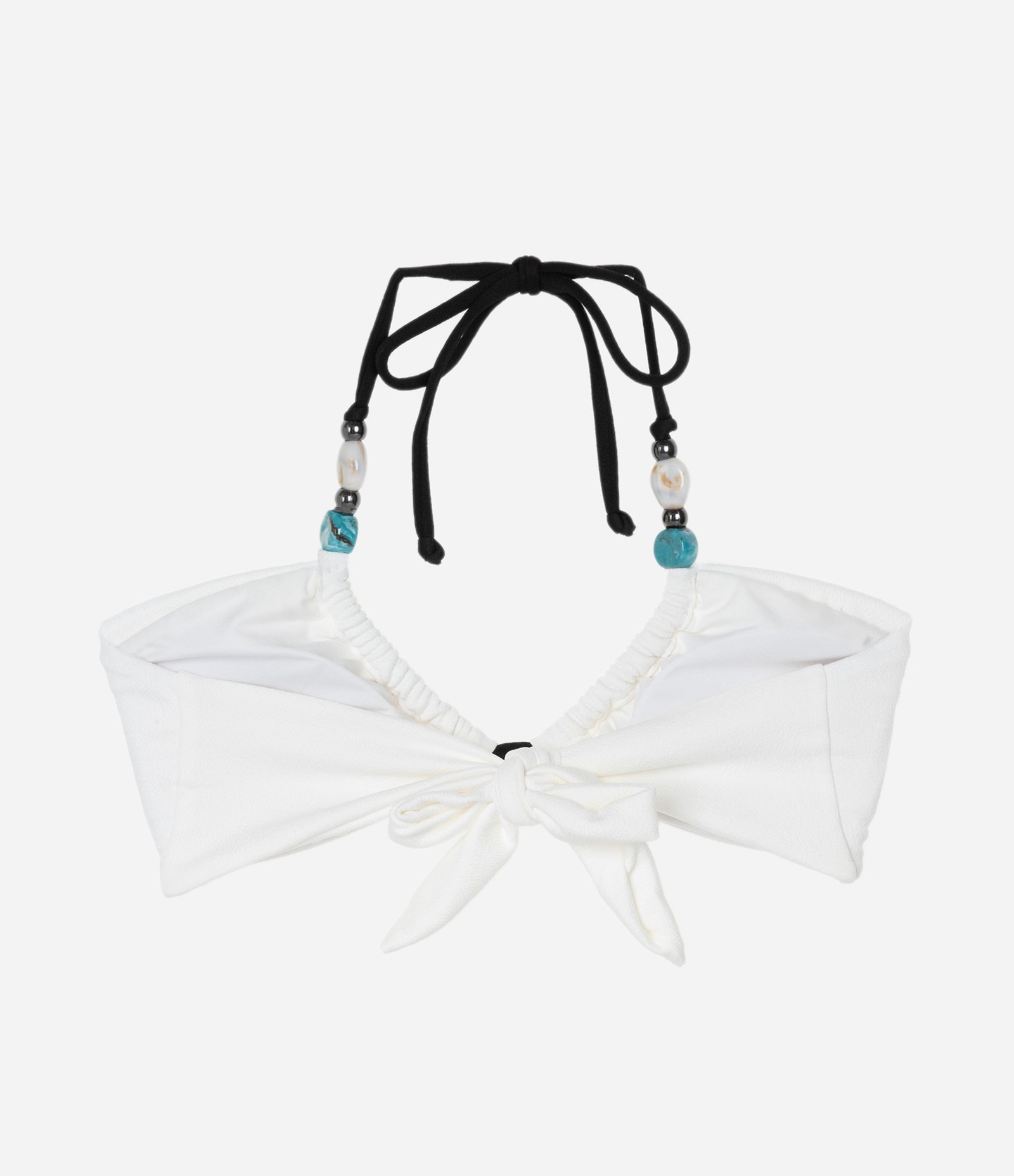Biquíni Top Bandeau Texturizado com Aviamentos nas Alças Branco 5