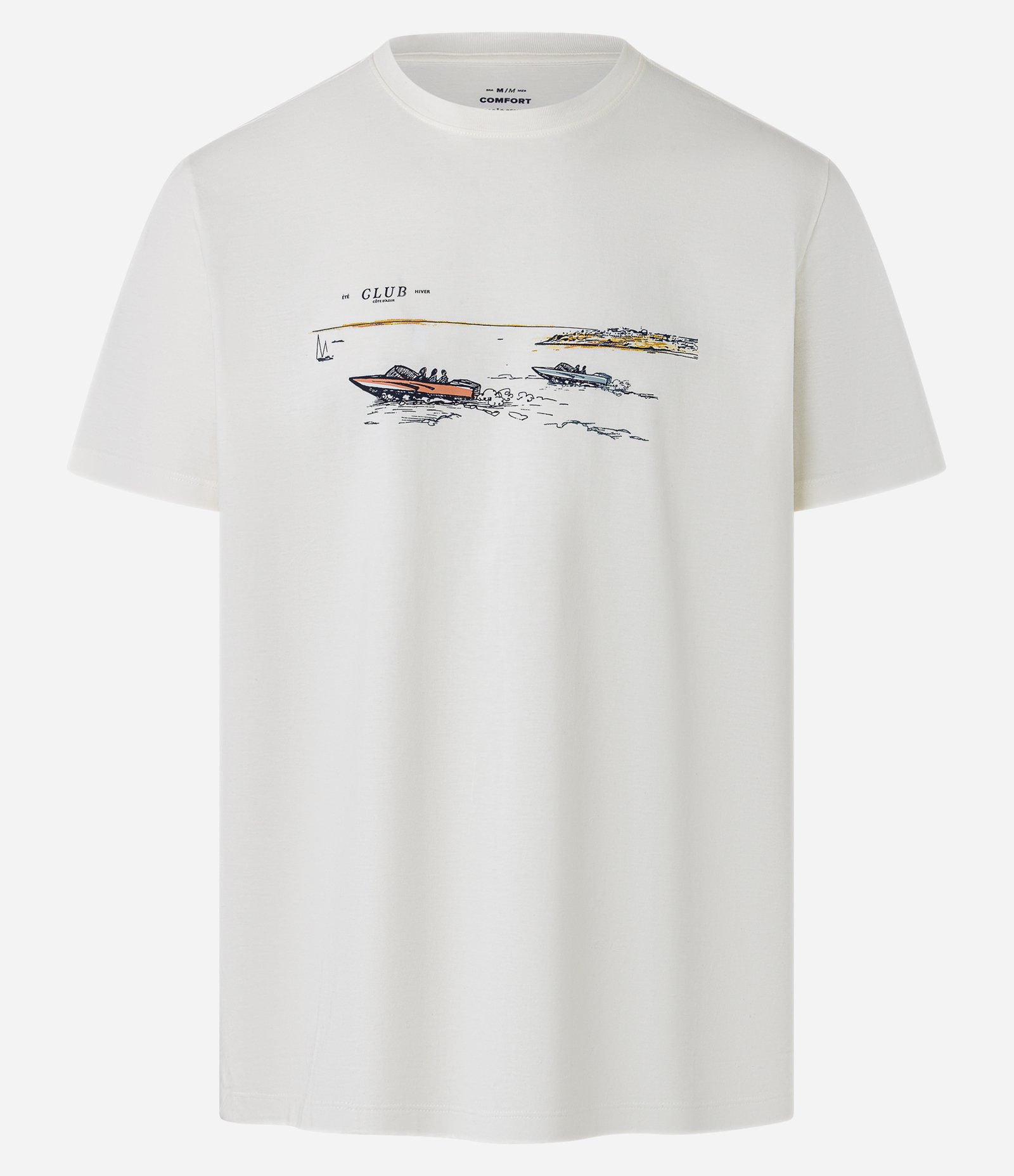 Camiseta Comfort em Algodão com Estampa de Barco Off White 1