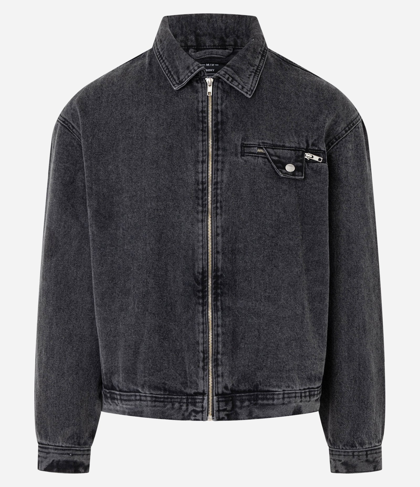 Jaqueta Boxy em Jeans com Gola Colarinho e Bolso Diferenciado Preto 6