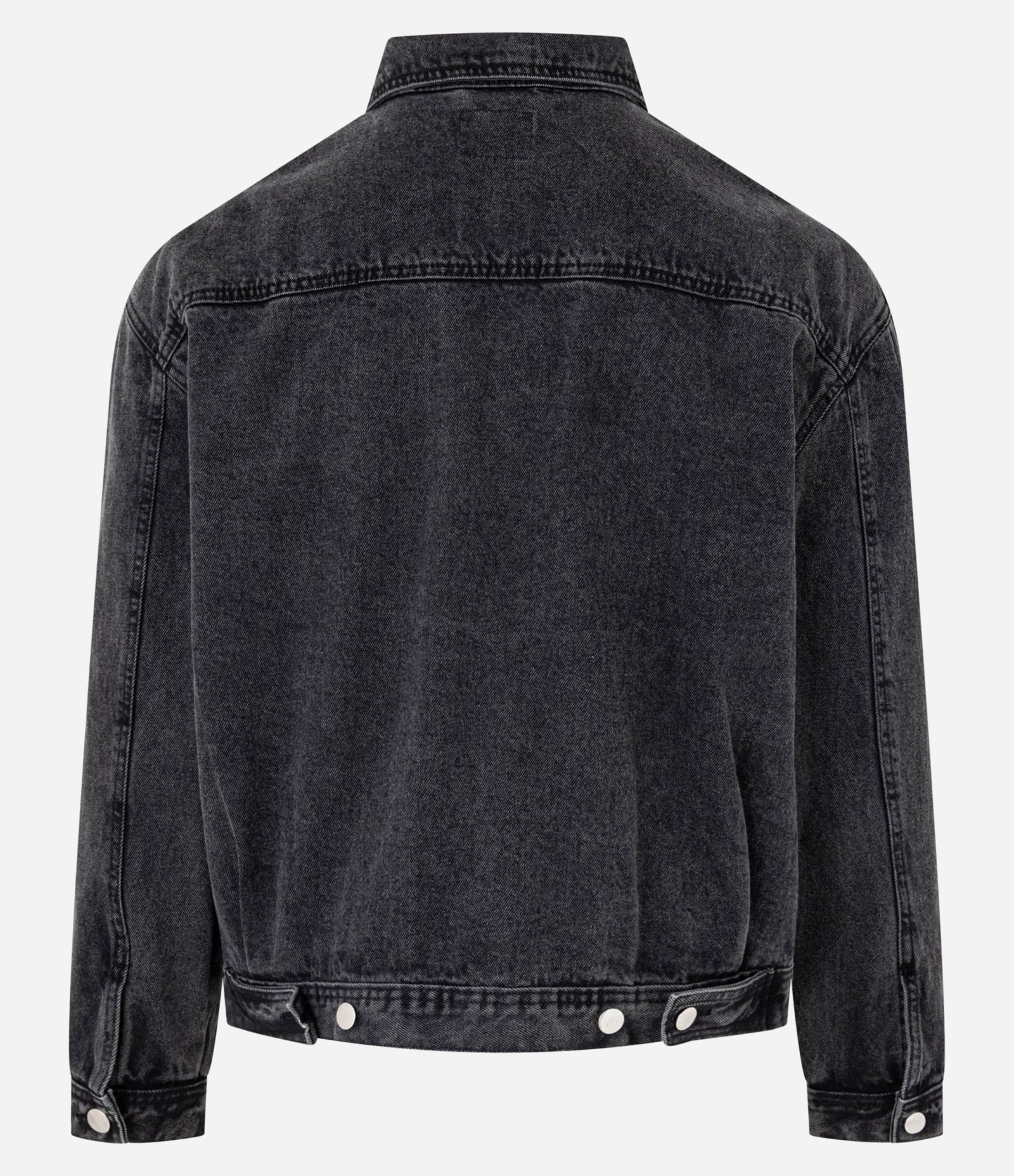 Jaqueta Boxy em Jeans com Gola Colarinho e Bolso Diferenciado Preto 7