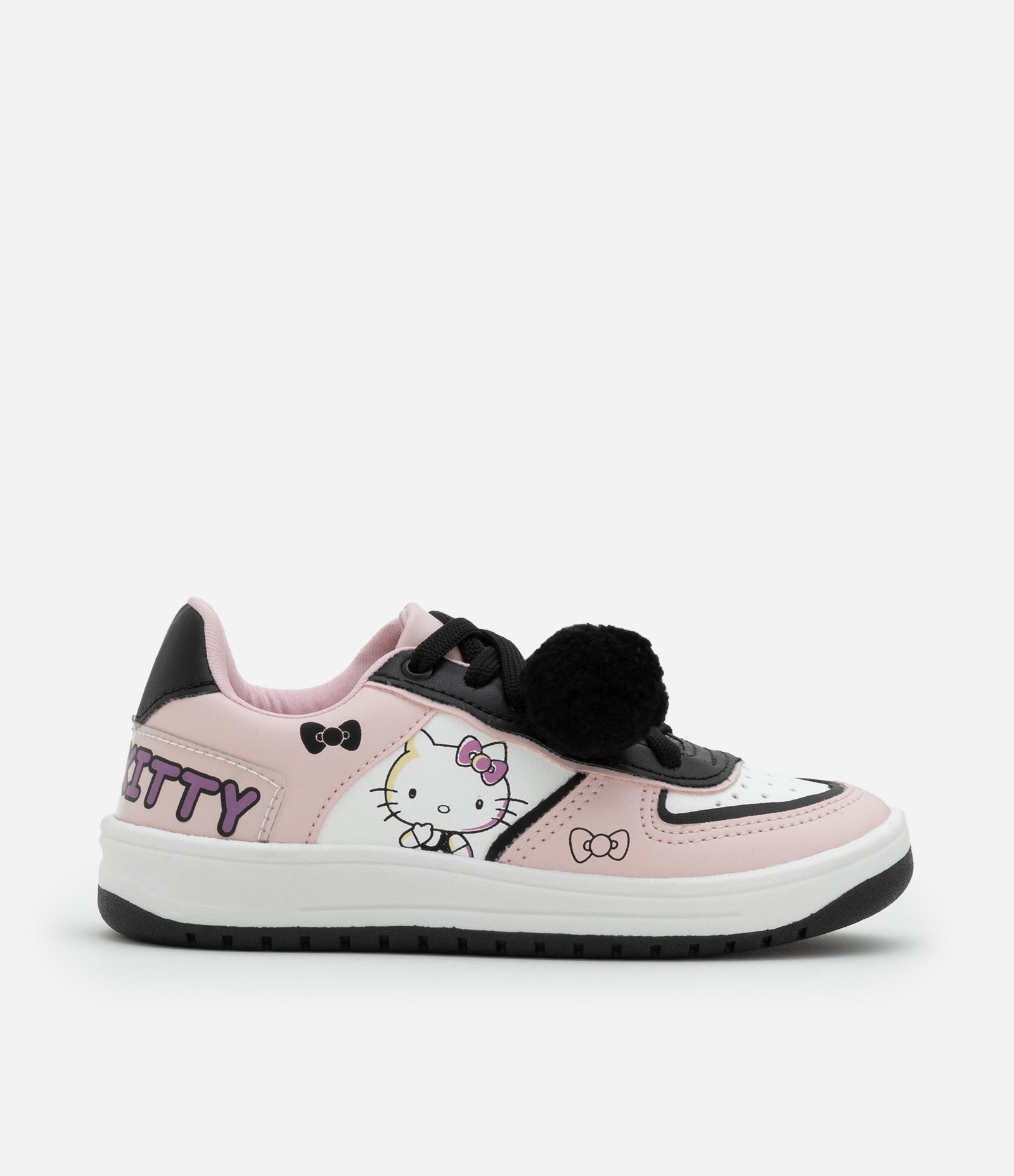 Tênis Infantil com Estampa Hello Kitty e Pompom - Tam 28 a 34 Rosa/Preto/Branco 5