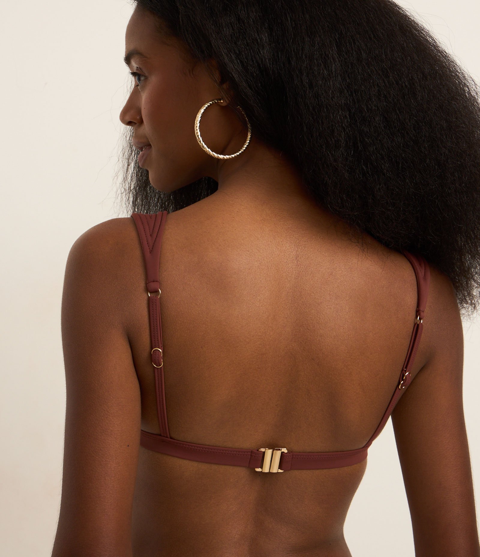 Biquini Top Triangulo Fixo em Microfibra com Alça Padding Marrom 3