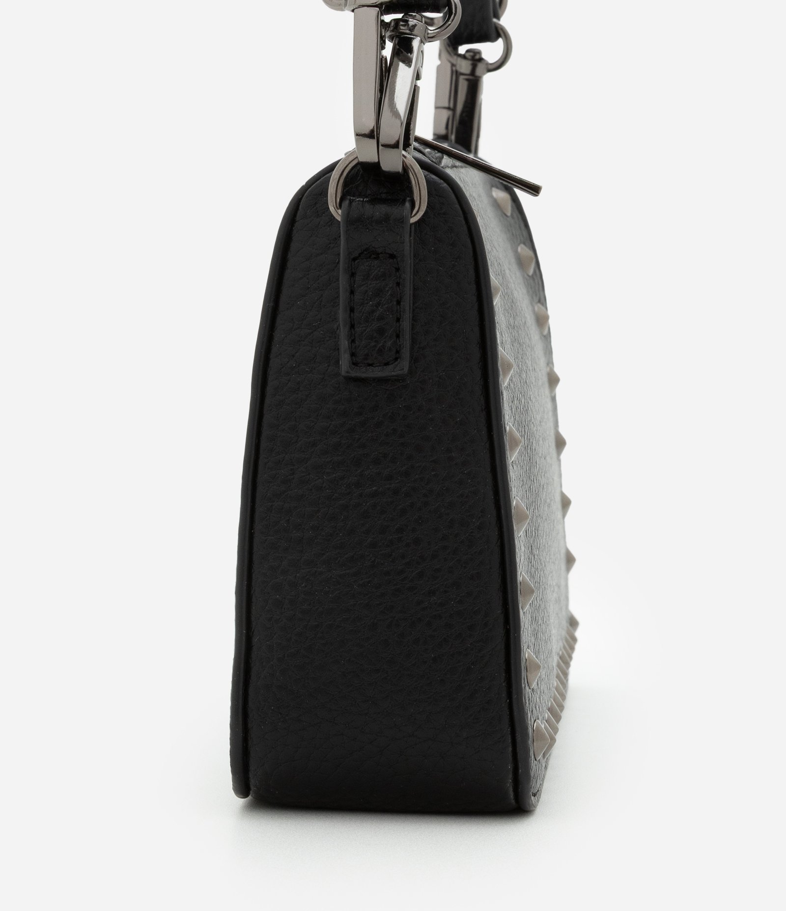 Bolsa Baguete Pequena com Spikes e Metais Preto 3