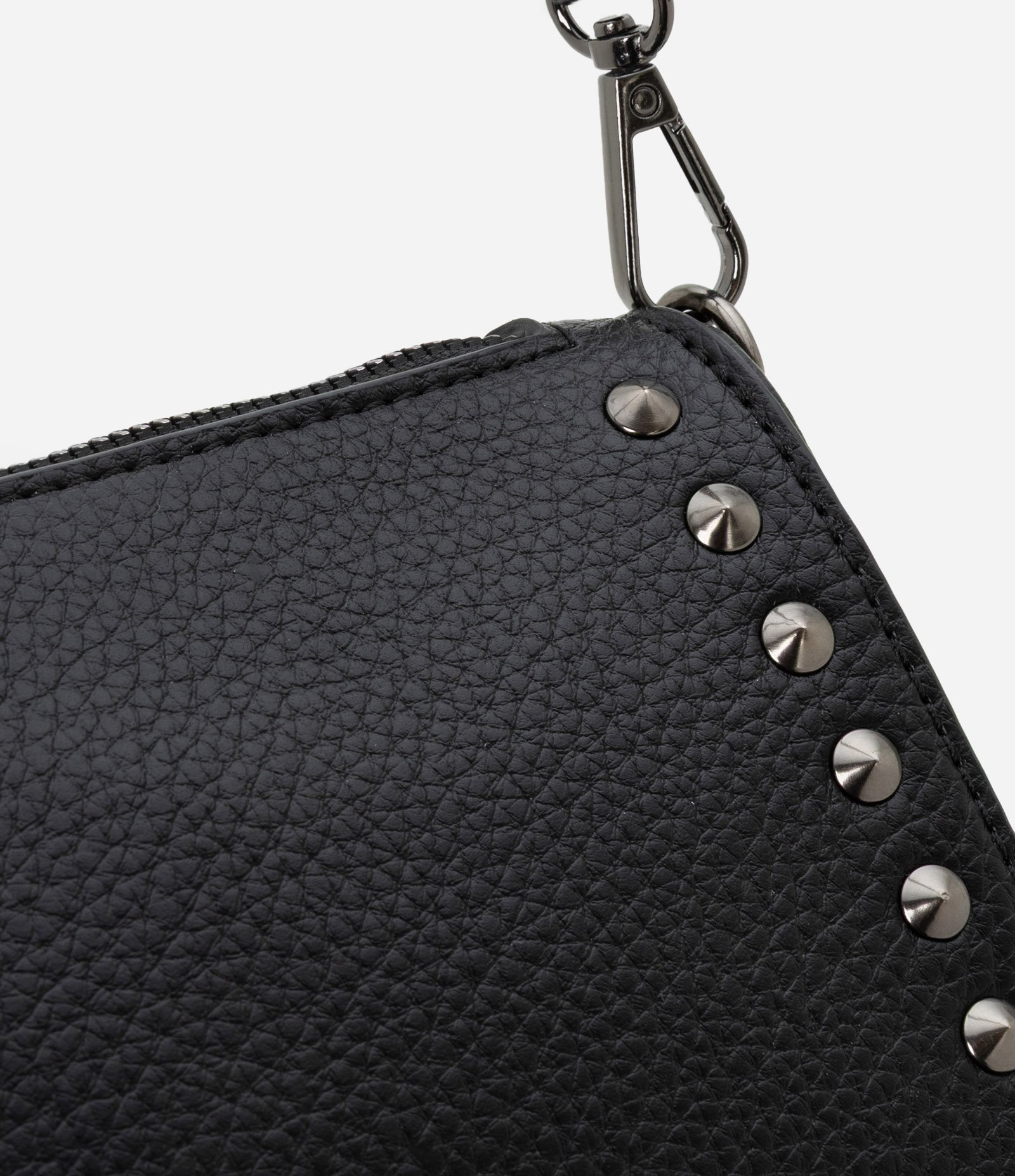 Bolsa Baguete Pequena com Spikes e Metais Preto 7
