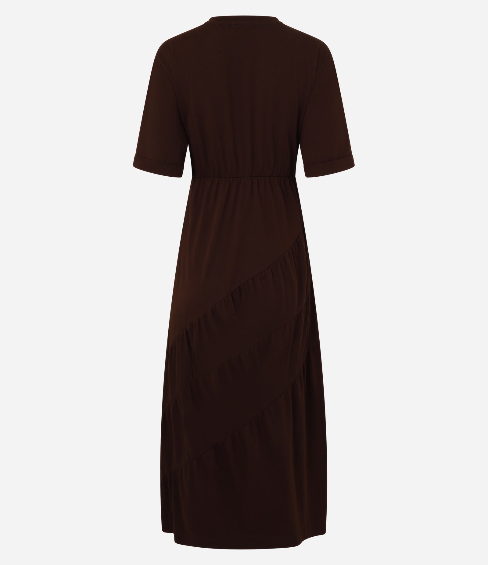 Vestido Evasê Midi em Algodão com Recorte Espiral Marrom 6