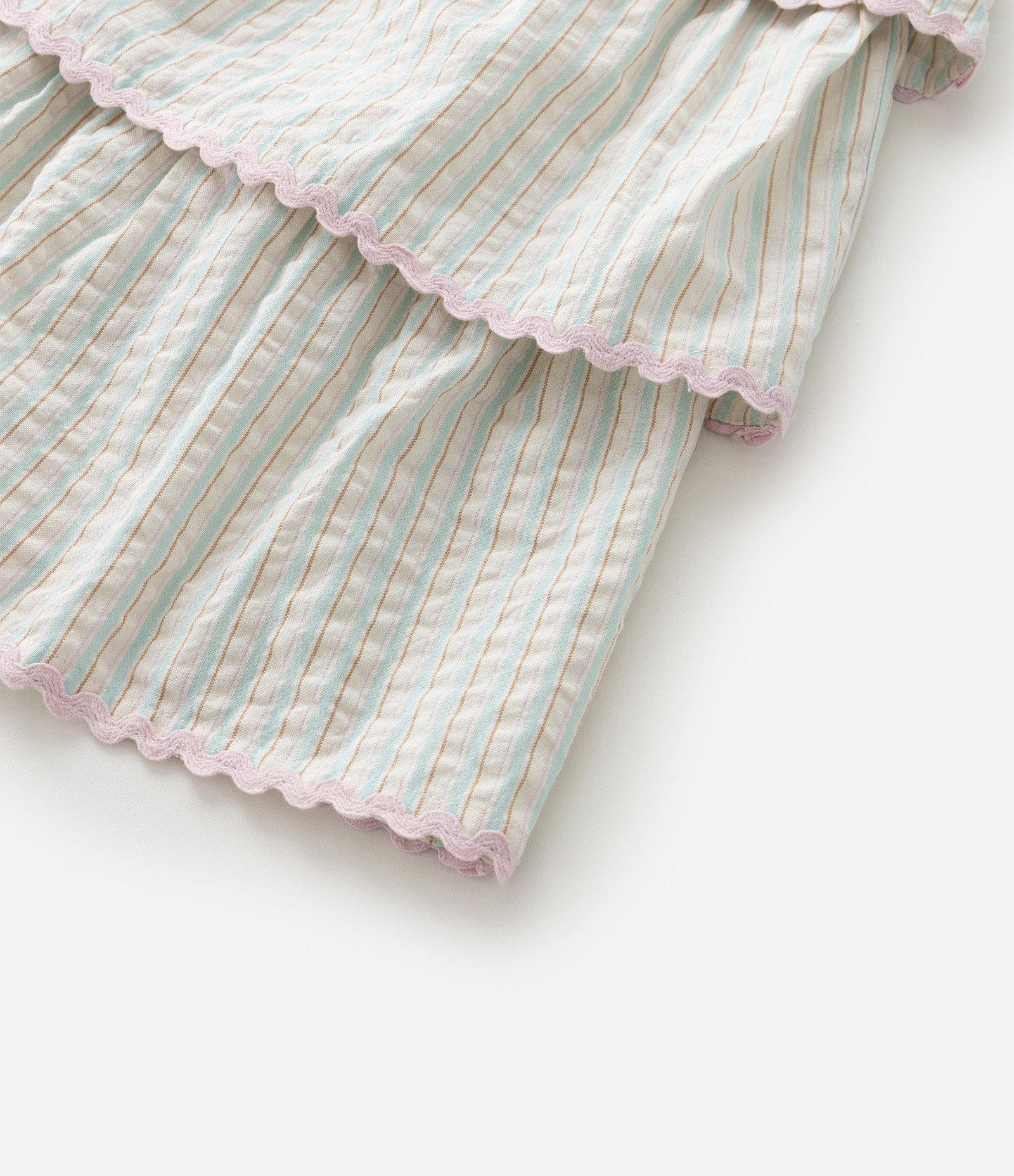 Vestido Infantil com Estampa de Listras e Sianinhas - Tam 1 a 6 Anos Bege 4