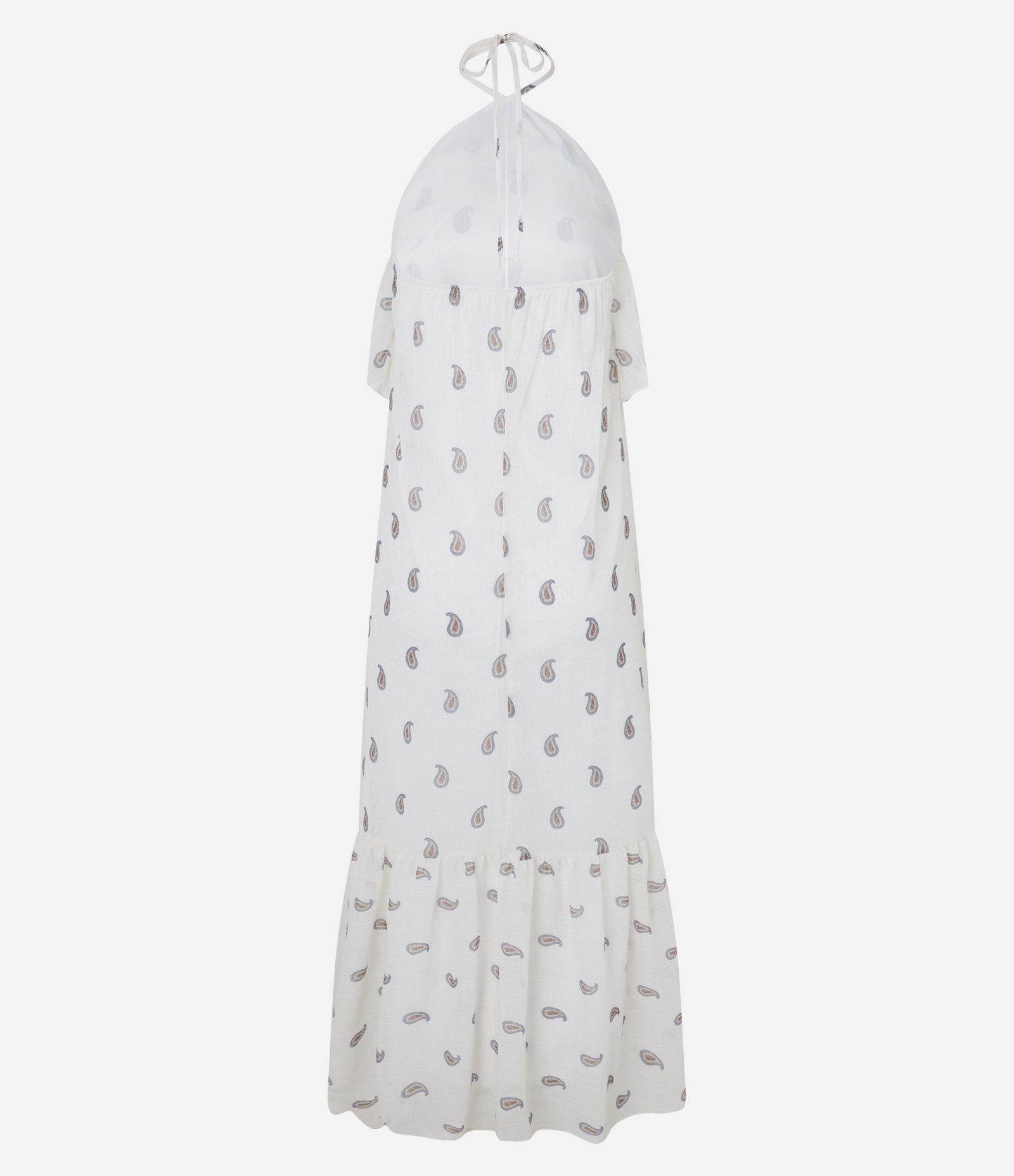 Vestido Longo Boho em Chiffon com Babado e Estampa Paisley Branco 7