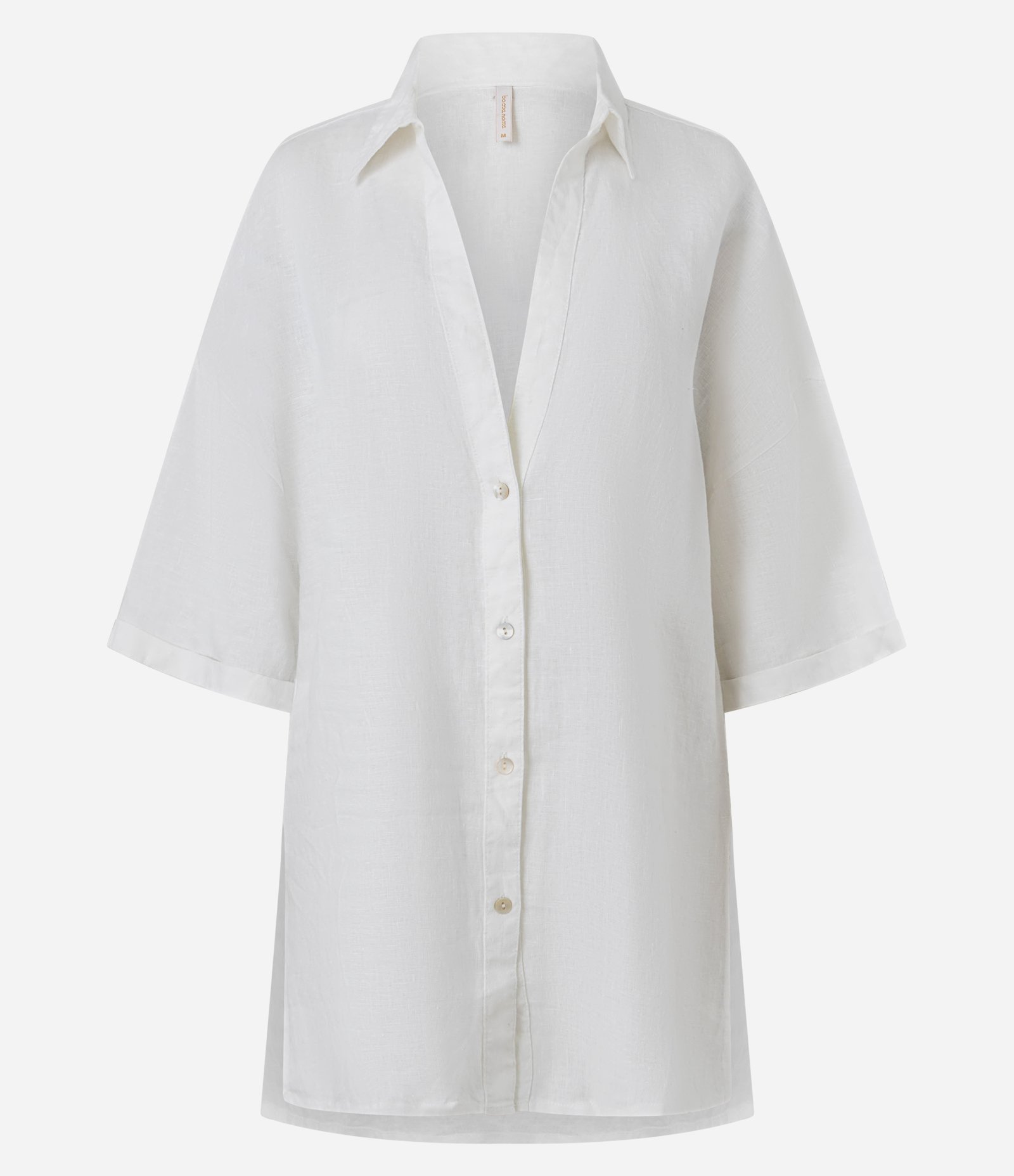 Saída de Praia Camisa em Linho Puro com Barra Mullet Branco 5
