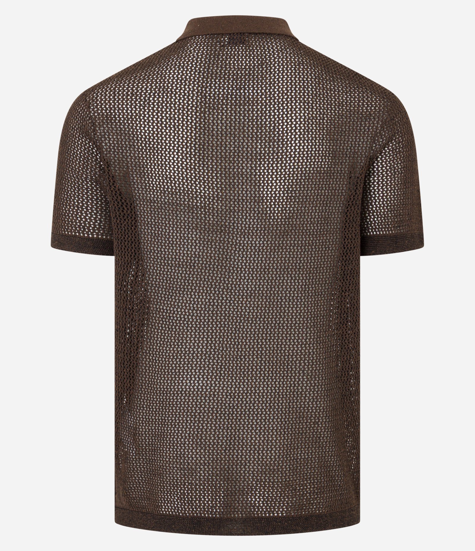 Camisa Polo Regular com Efeito Crochê Marrom 9
