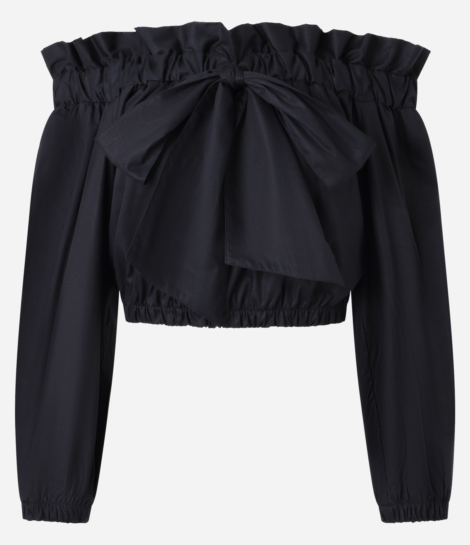 Blusa em Tricoline Ombro a Ombro com Amarração no Decote Preto 5