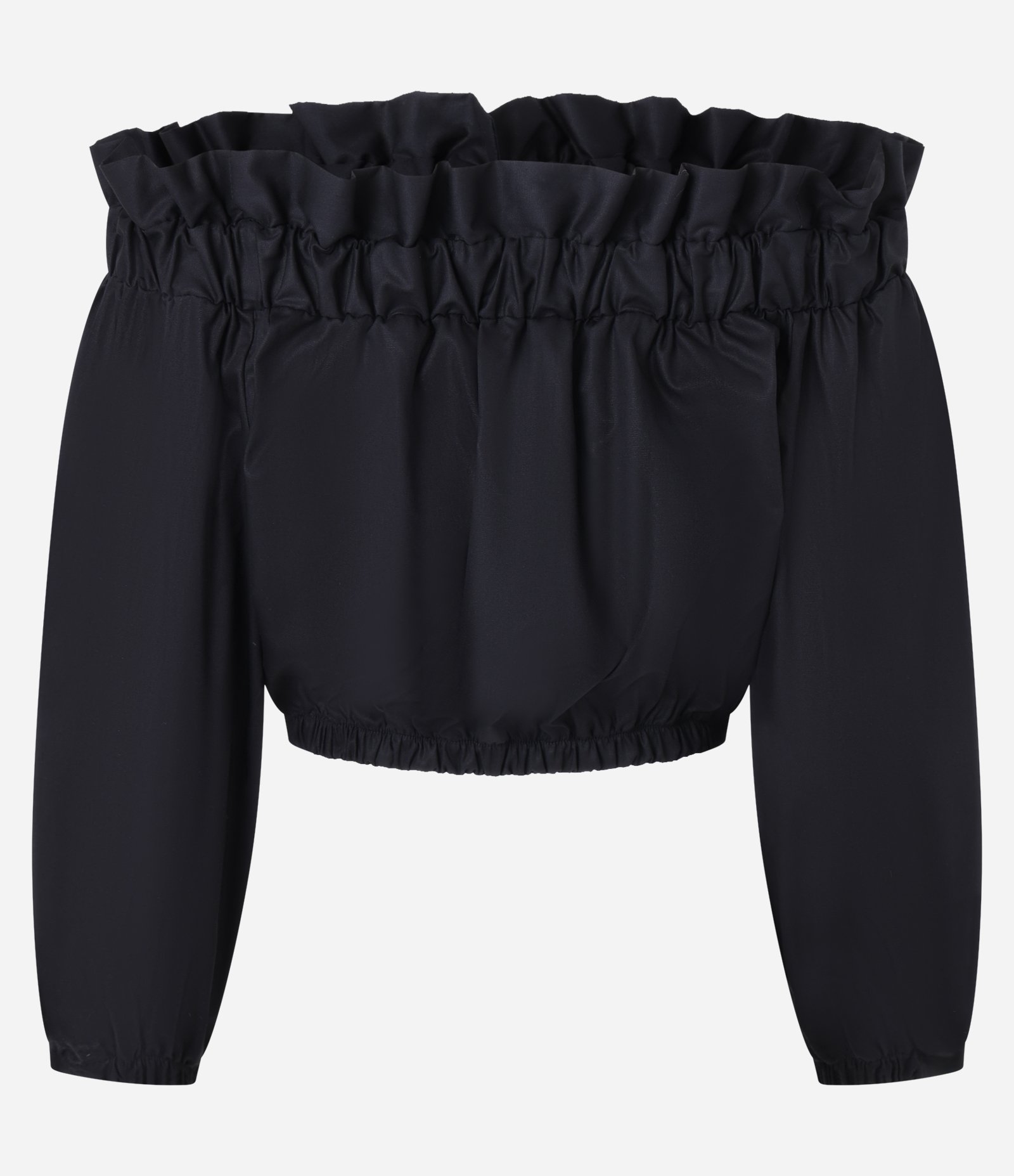 Blusa em Tricoline Ombro a Ombro com Amarração no Decote Preto 6