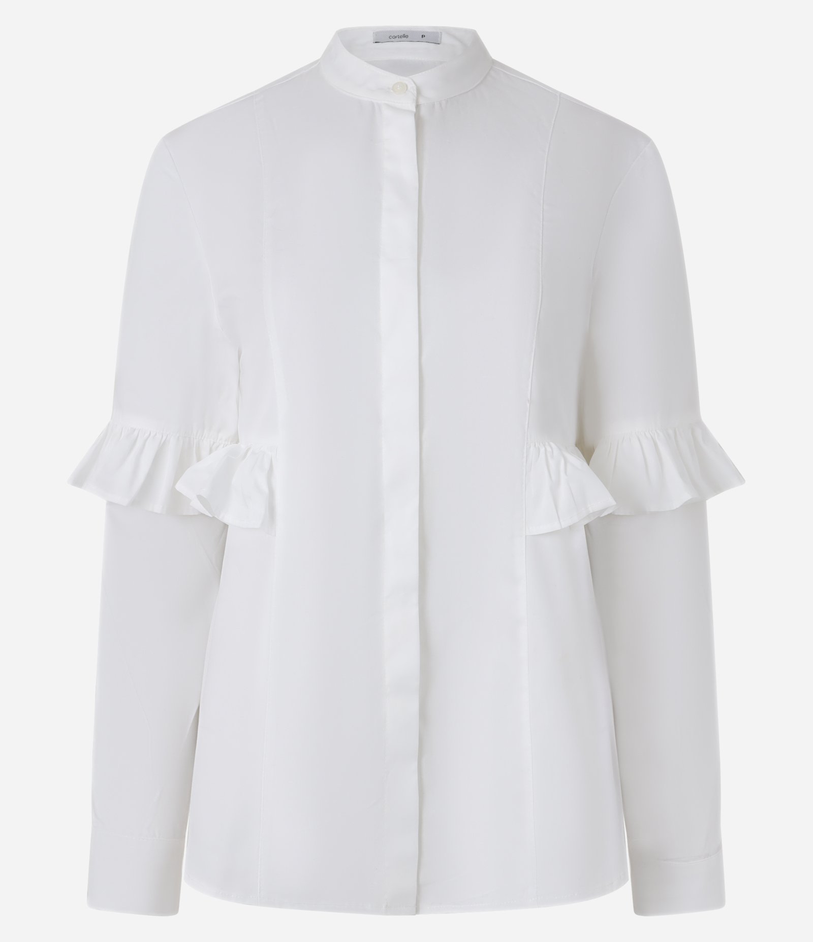 Camisa em Tricoline com Botões e Babado nas Mangas Branco 5