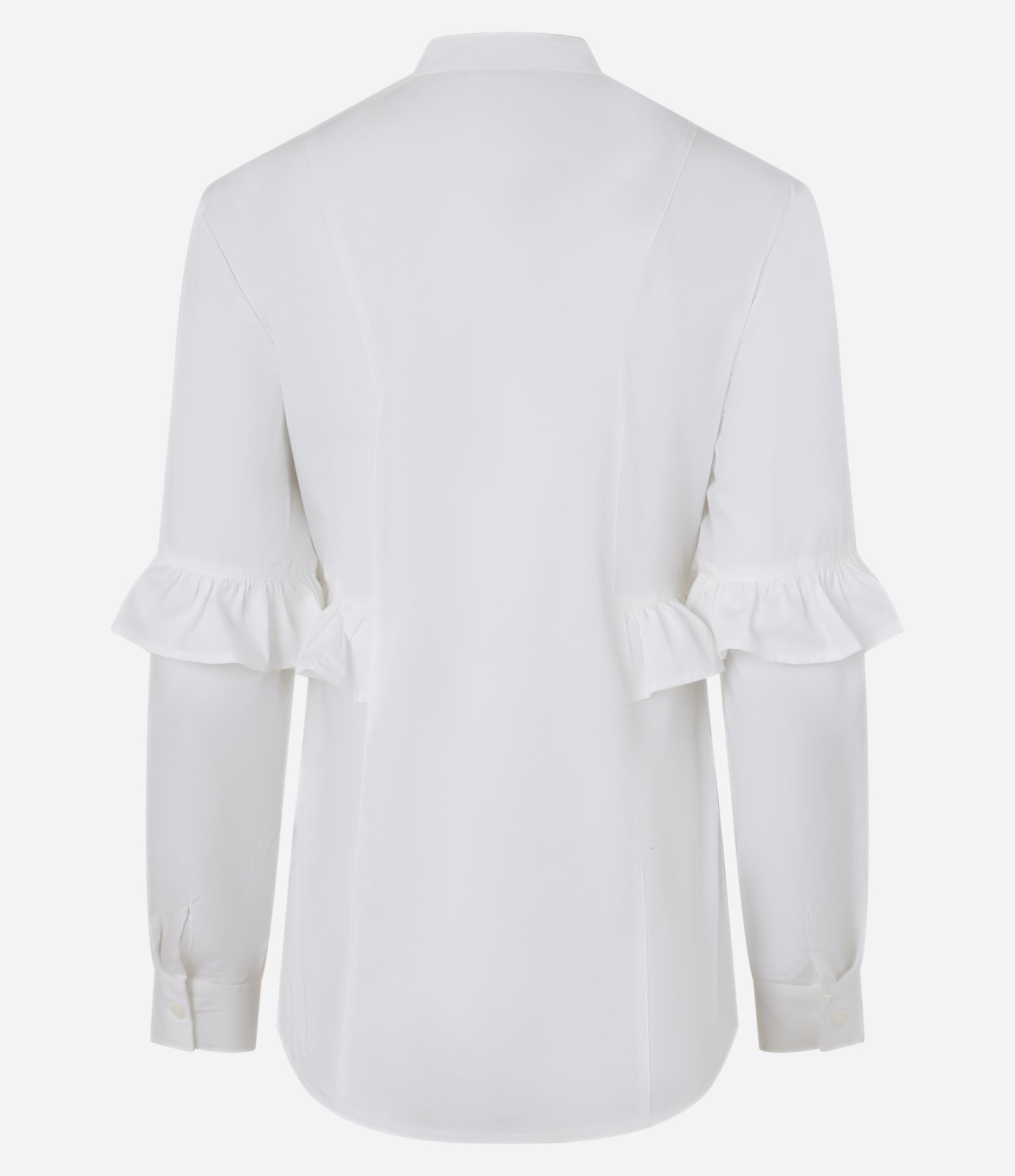 Camisa em Tricoline com Botões e Babado nas Mangas Branco 6